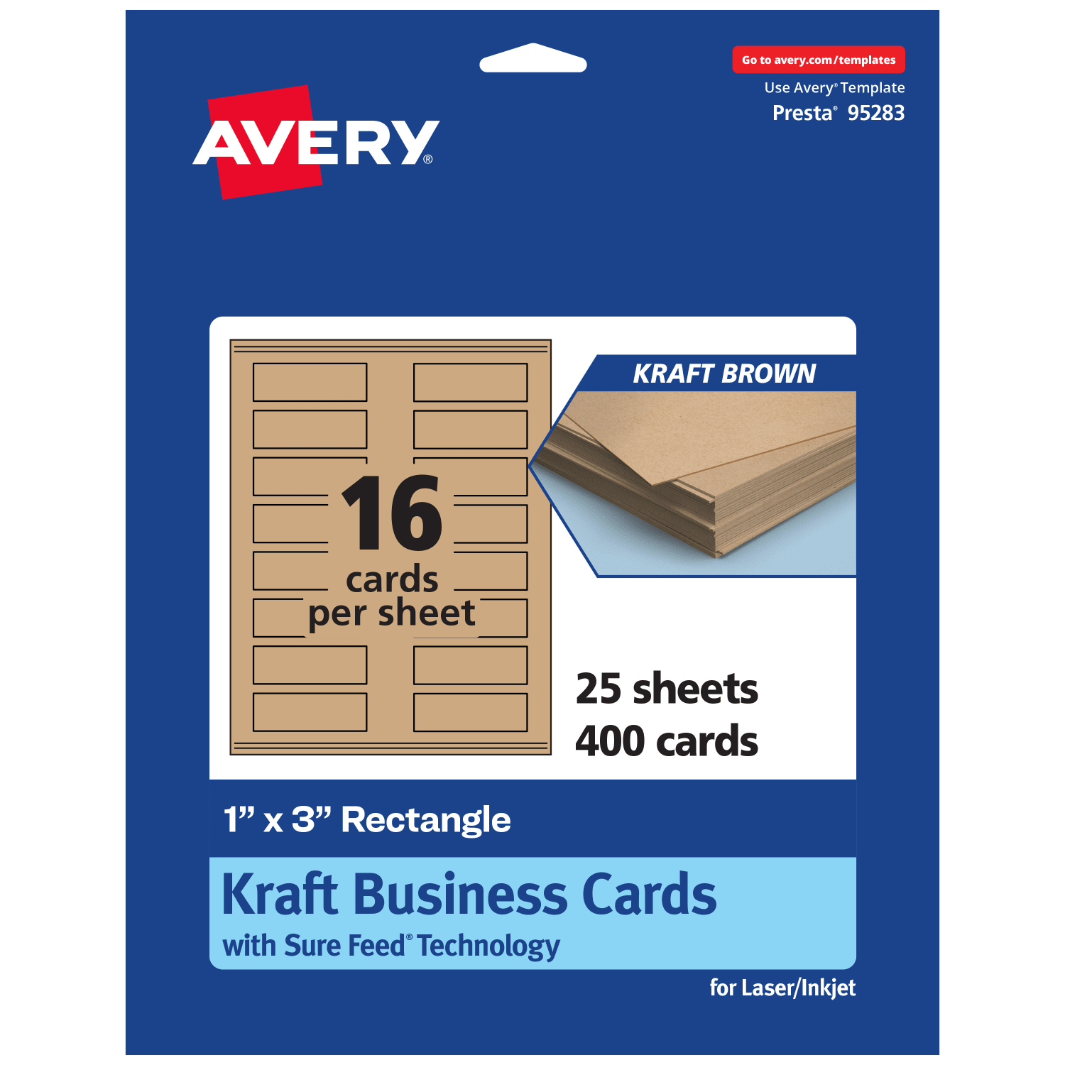 Avery Printable Mini Business Cards With Sure Feed Technology, Print-To-The-Edge, 1inx3in, Kraft Brown, Pack Of 400 - Image 3