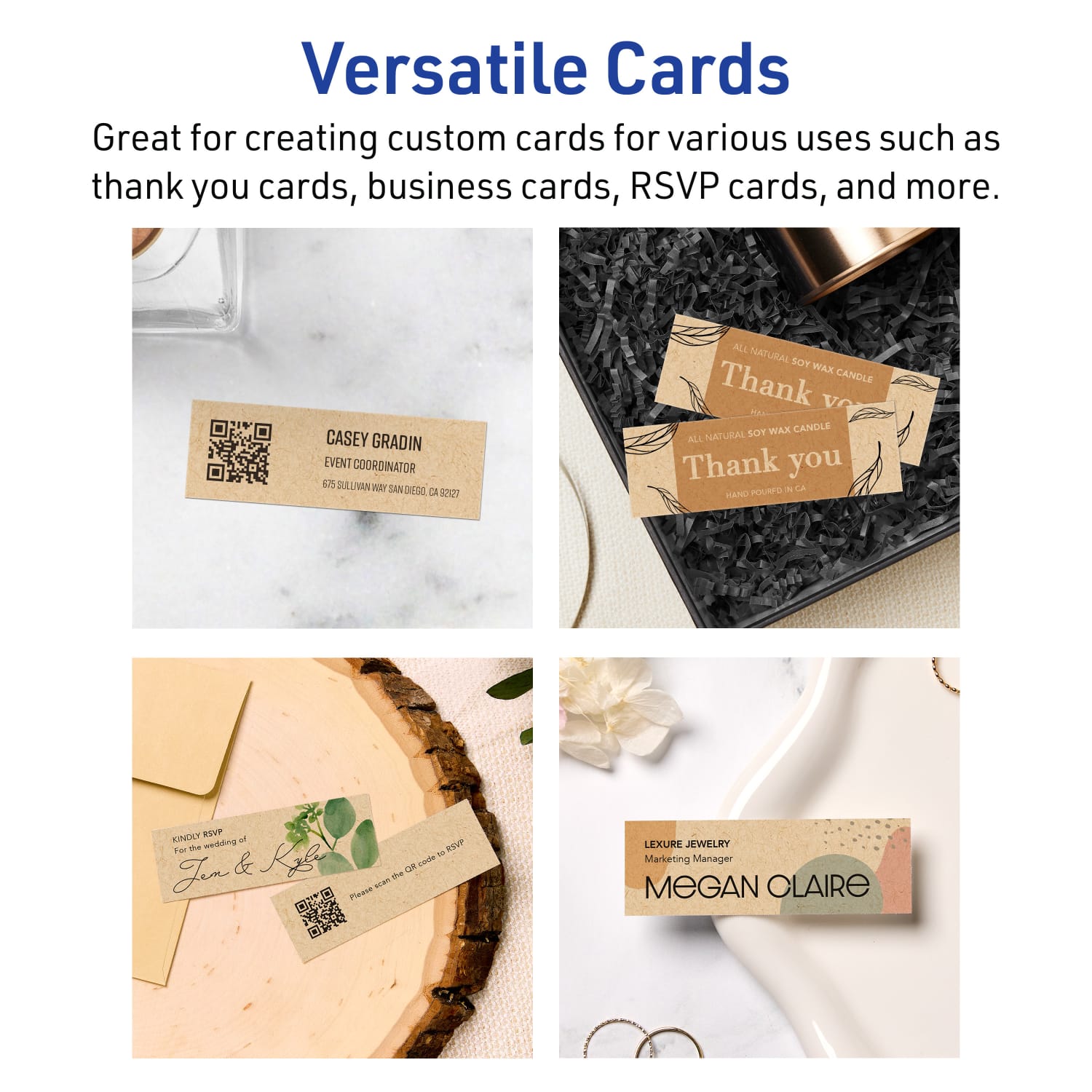 Avery Printable Mini Business Cards With Sure Feed Technology, Print-To-The-Edge, 1inx3in, Kraft Brown, Pack Of 400 - Image 4