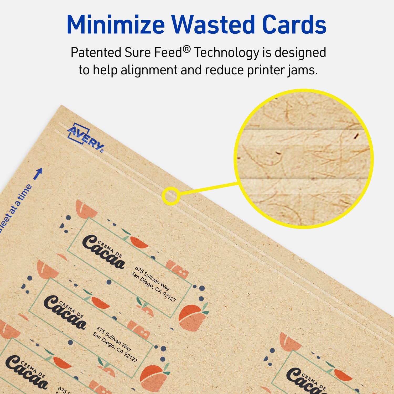 Avery Printable Mini Business Cards With Sure Feed Technology, Print-To-The-Edge, 1inx3in, Kraft Brown, Pack Of 400 - Image 5