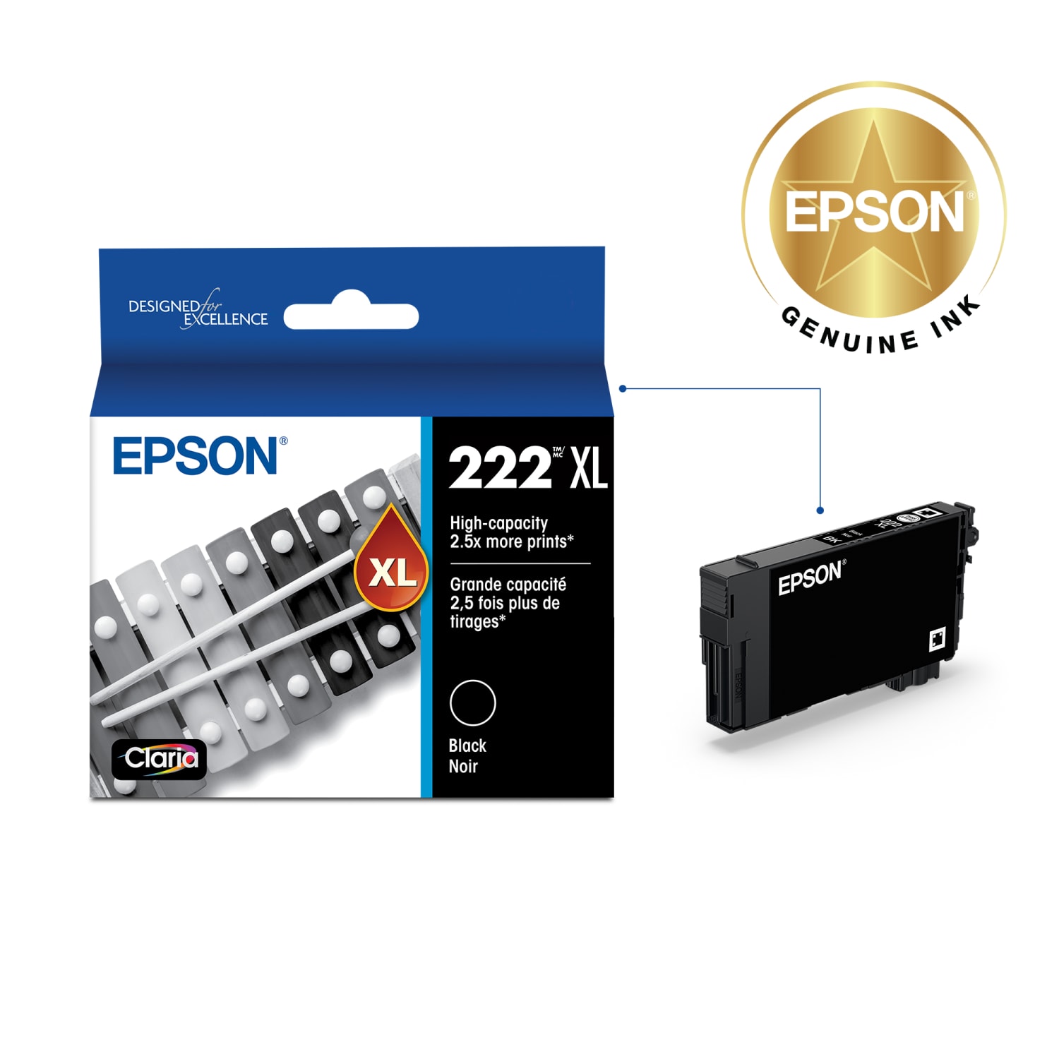 Epson Claria T222XL Black High-Yield Ink Cartridge, T222XL120-S - Image 3