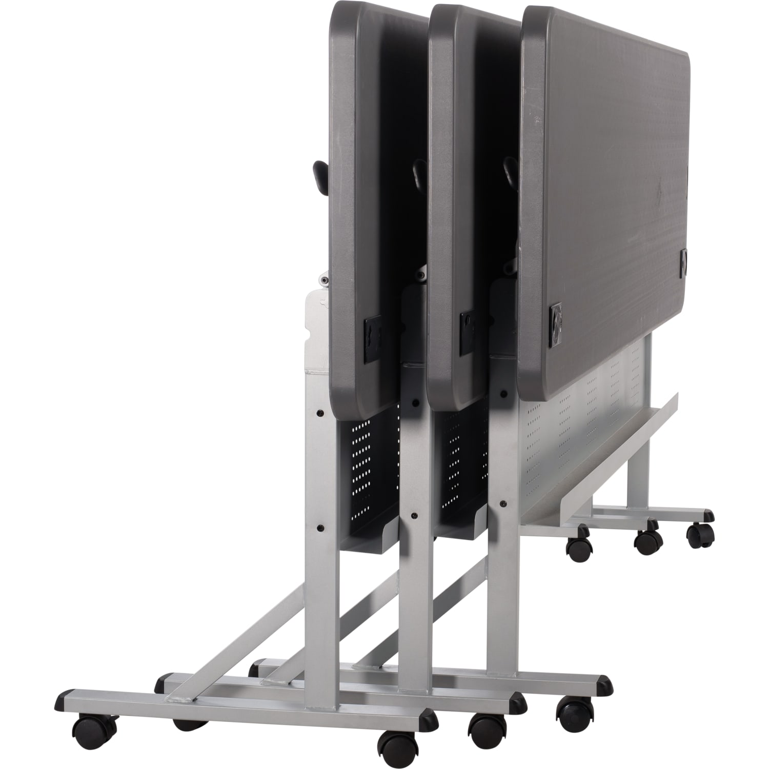 National Public Seating Flip-N-Store Table, 29-1/2inH x 24inW x 60inD, Charcoal Slate/Gray - Image 3