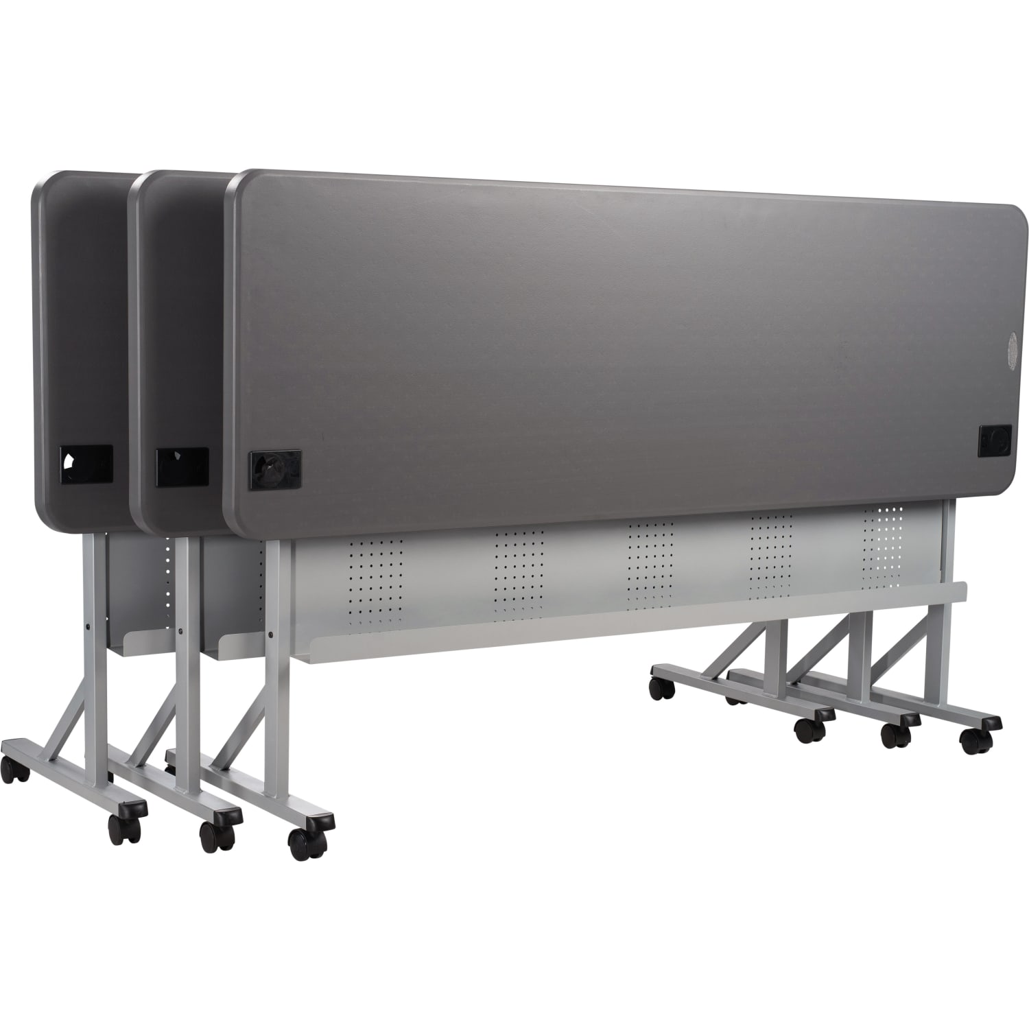 National Public Seating Flip-N-Store Table, 29-1/2inH x 24inW x 60inD, Charcoal Slate/Gray - Image 4