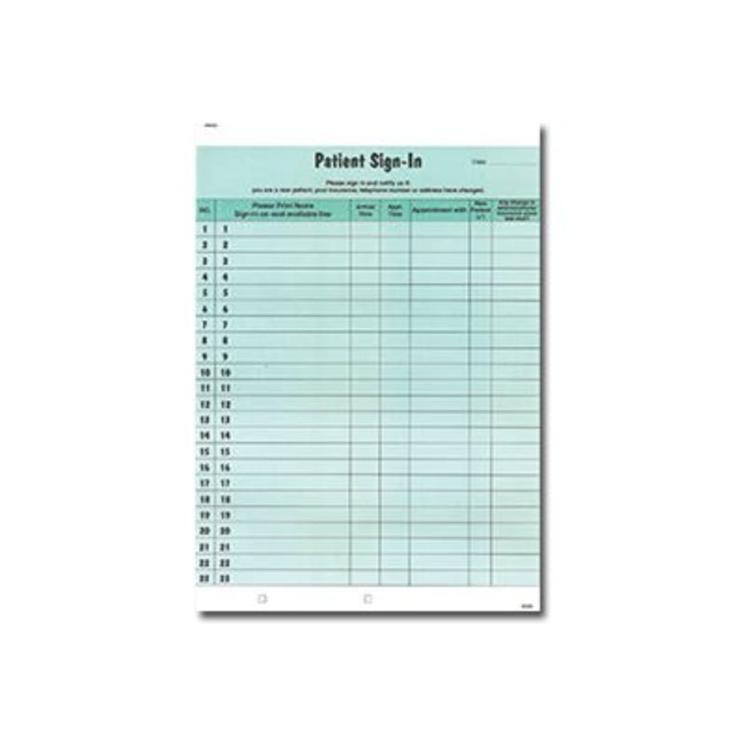Tabbies Patient Sign-In Label Forms - 125 Sheet(s) - 11in x 8.50in Form Size - Letter - Green Sheet(s) - Paper - 125 / Pack