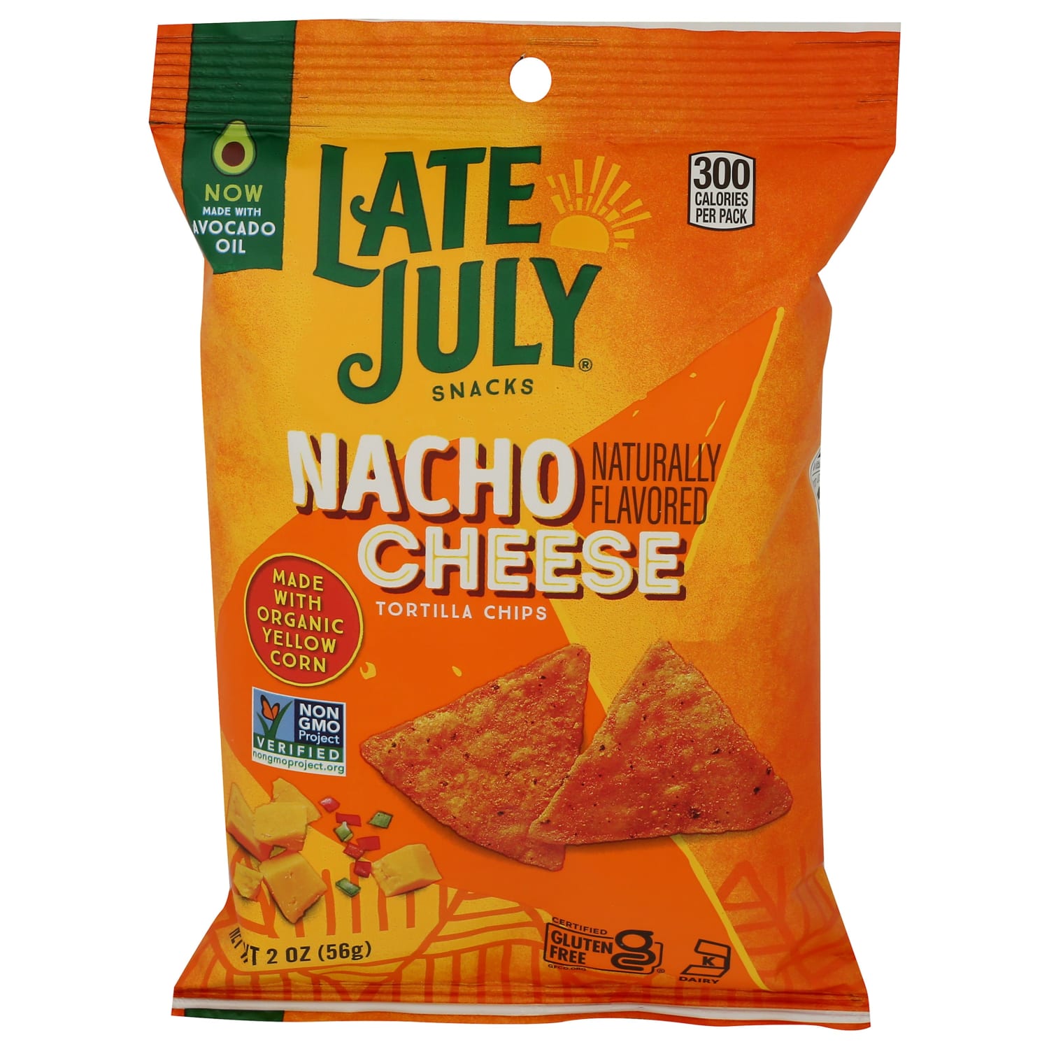 Late July Snacks Tortilla Chips, Nacho Cheese, 2 Oz, Total Qty 24