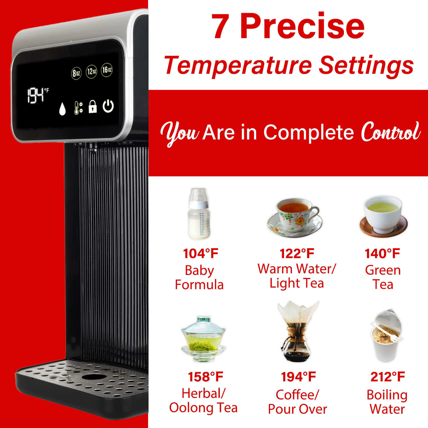 Brentwood 2.7-Qt. 1,800-Watt Digital Instant Hot Water Dispenser, Black, KT-2300DBK - Image 6