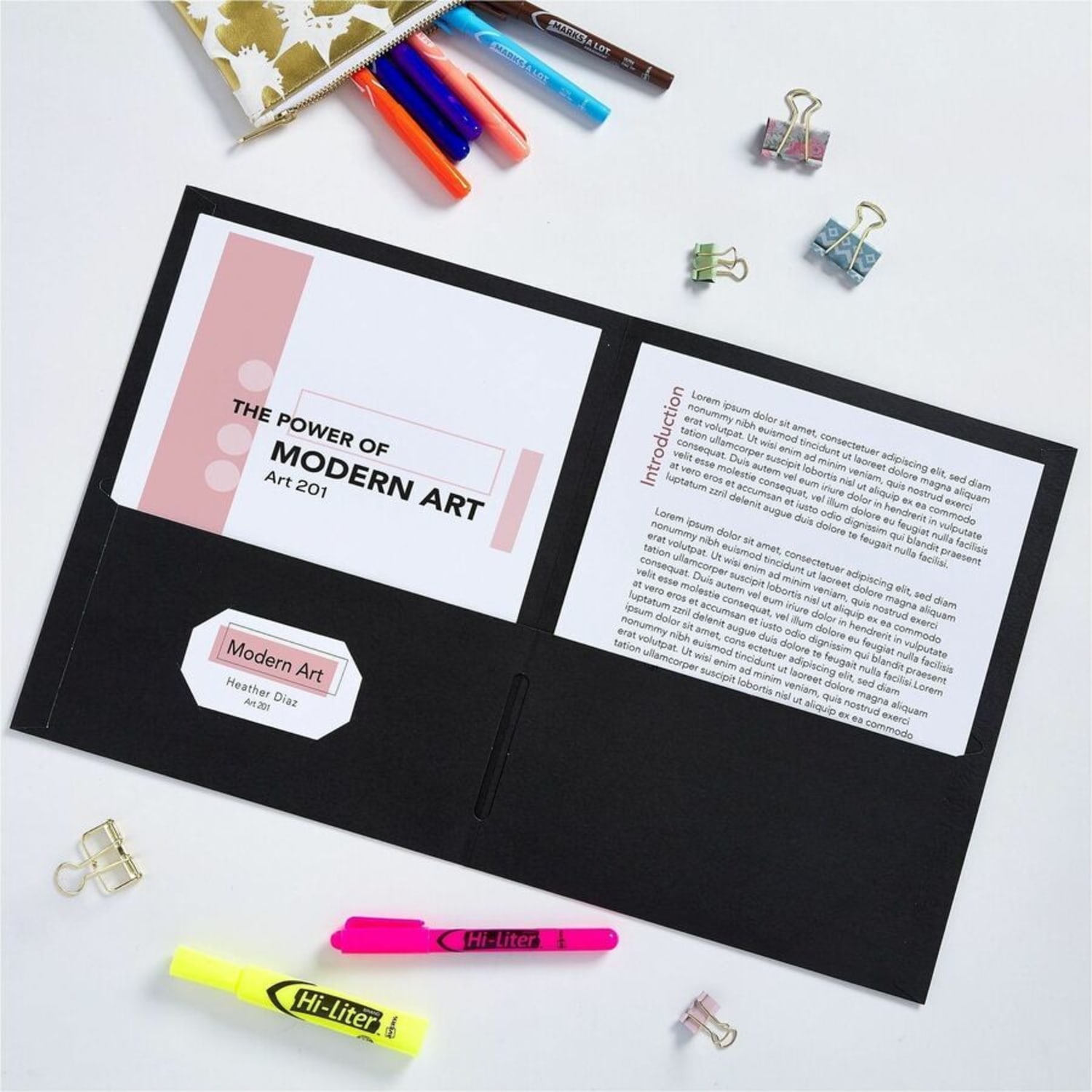 Avery Letter Pocket Folder - 8 1/2in x 11in - 40 Sheets Capacity - 2 Internal Pocket(s) - Embossed Paper - Black - Embossed - 25/Box - 5 / Carton - Image 5