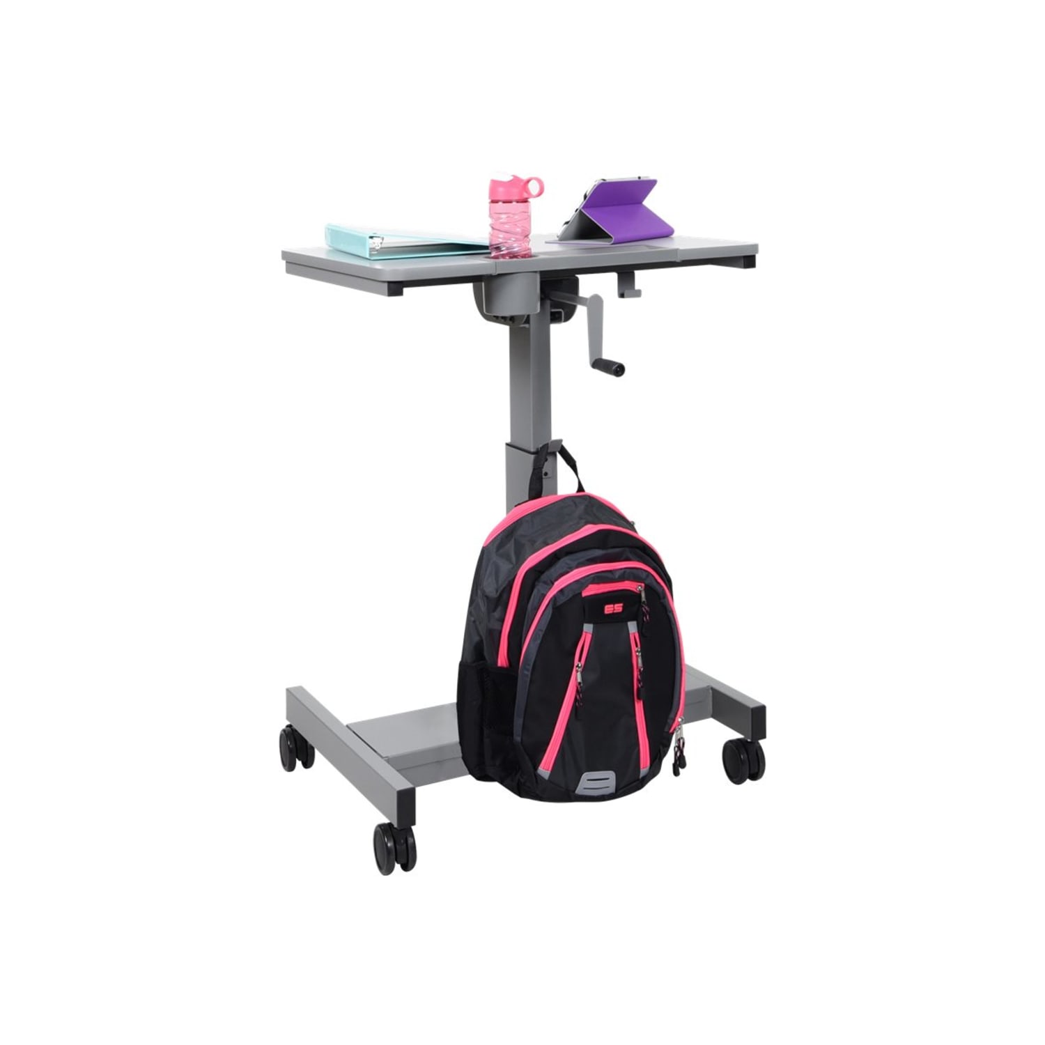 Luxor Crank Adjustable Sit/Stand 28inW Student Desk, White - Image 5