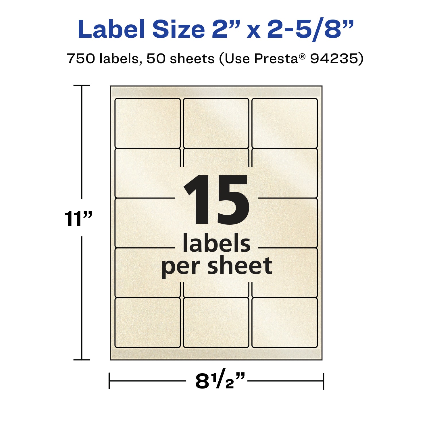 Avery Pearlized Permanent Labels With Sure Feed, 94235-PIP50, Rectangle, 2in x 2-5/8in, Ivory, Pack Of 750 Labels - Image 6