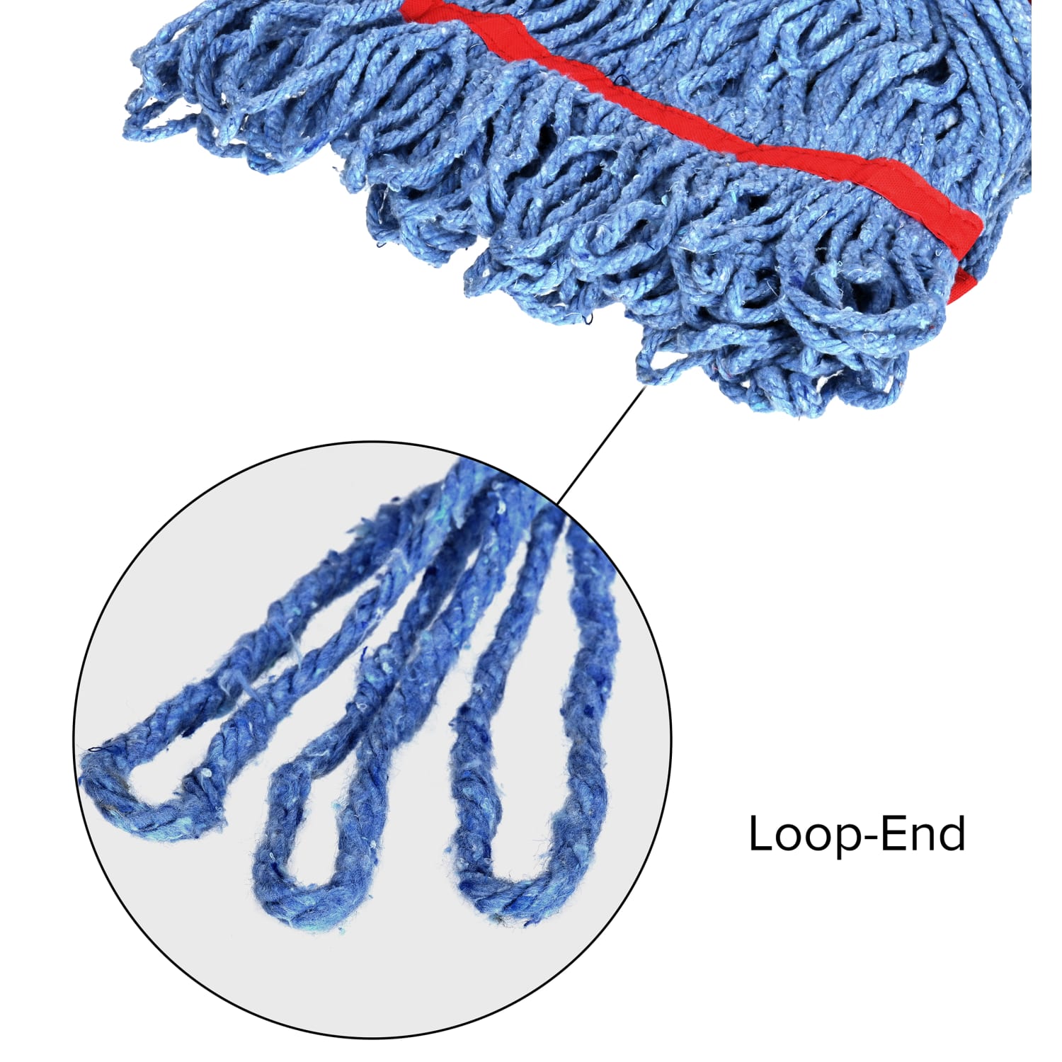 Alpine Industries Cotton Loop-End Mop Heads With 5in Head And Tail Bands, 16 Oz, Blue/Red, Set Of 12 Heads - Image 6