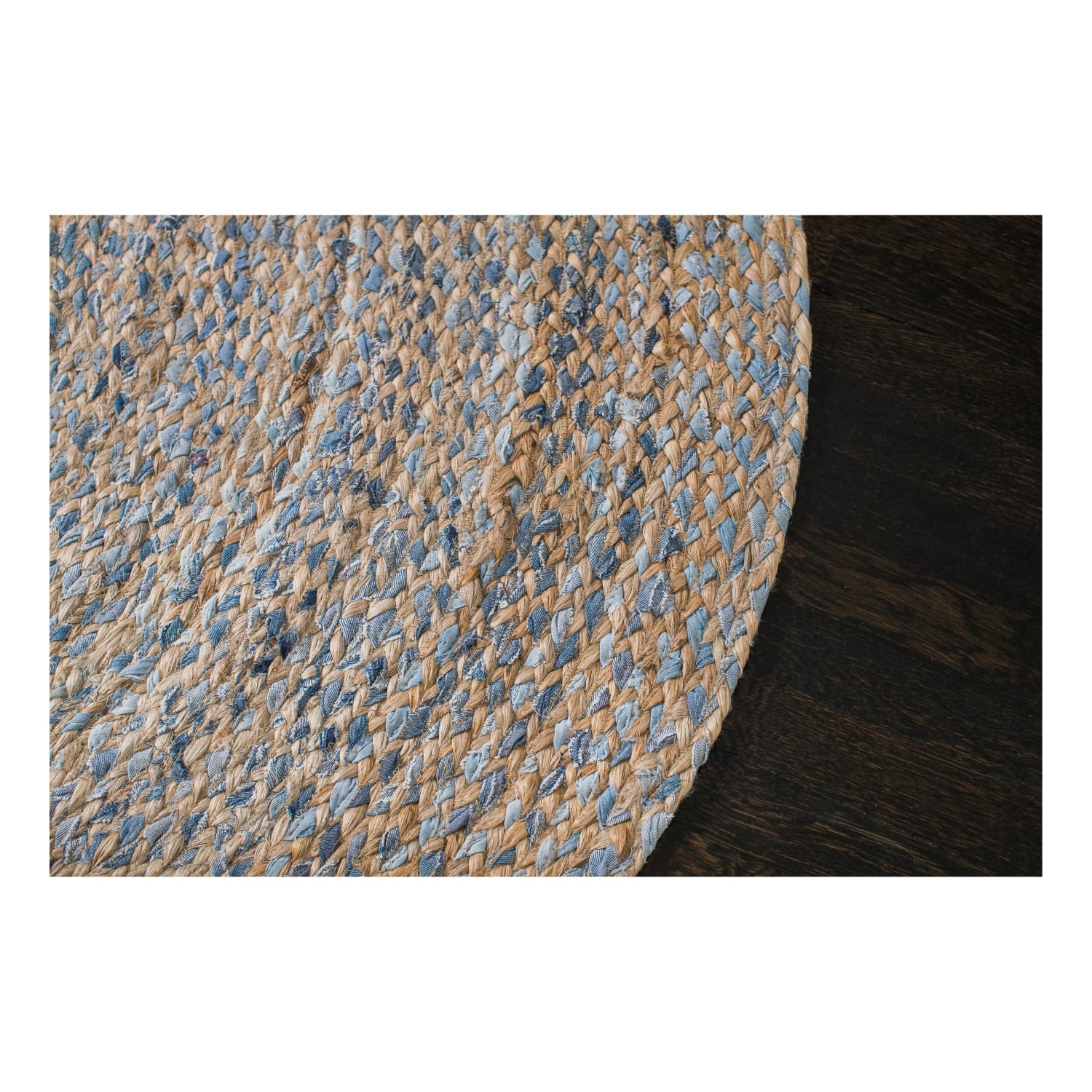 Anji Mountain Kerala Natural Jute Rug, Denim, 4ft, Multicolor - Image 4