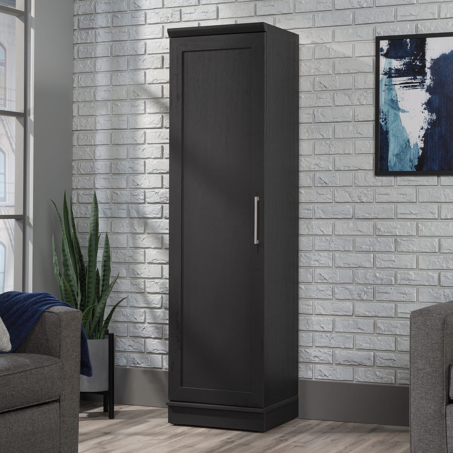 Sauder HomePlus 19inW Single Door Pantry, Raven Oak - Image 3