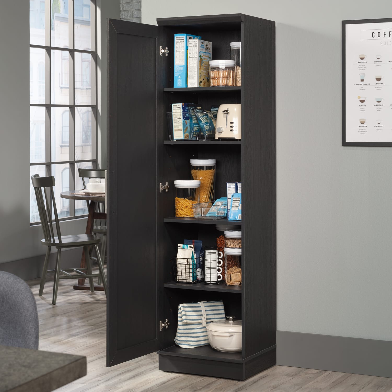 Sauder HomePlus 19inW Single Door Pantry, Raven Oak - Image 5