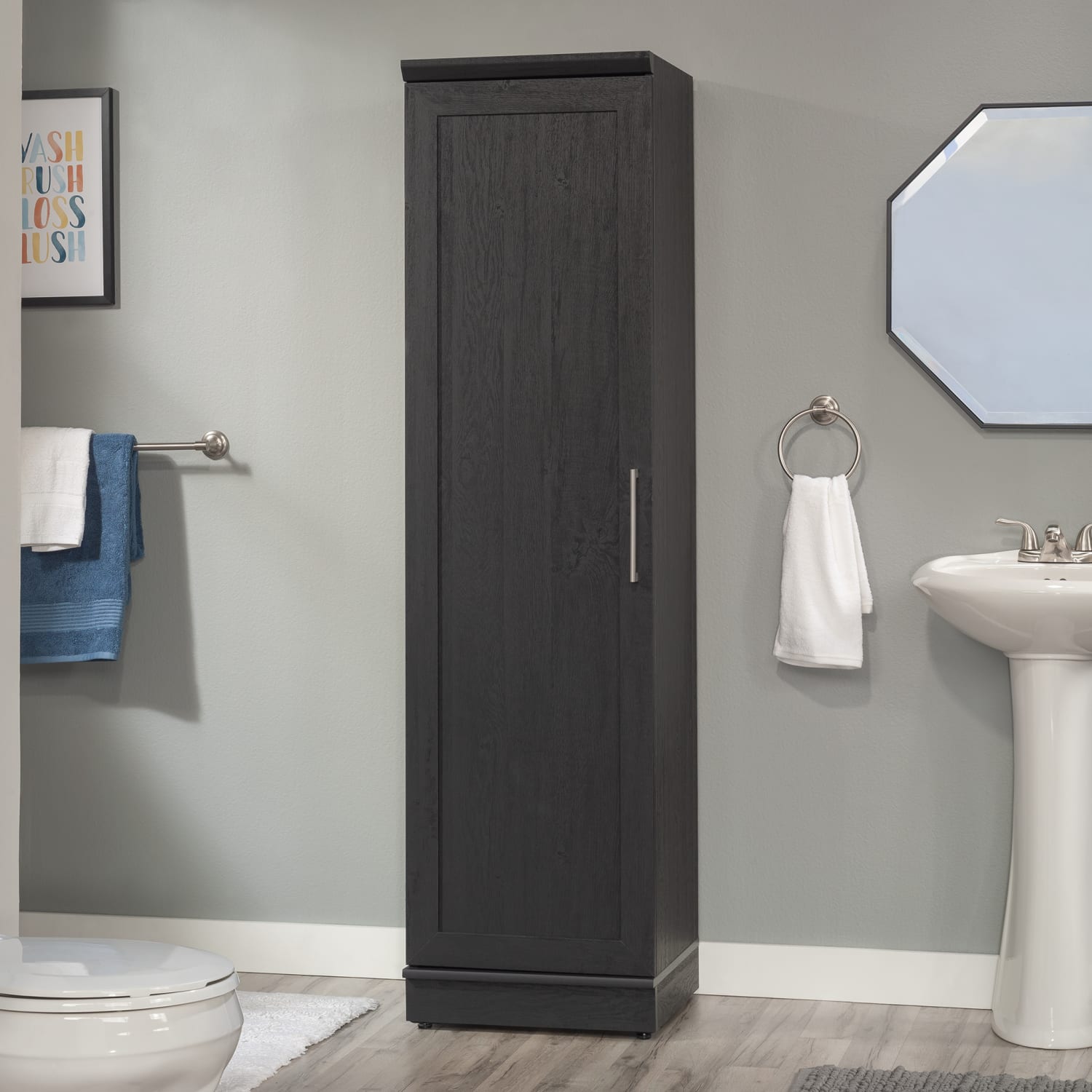 Sauder HomePlus 19inW Single Door Pantry, Raven Oak - Image 6