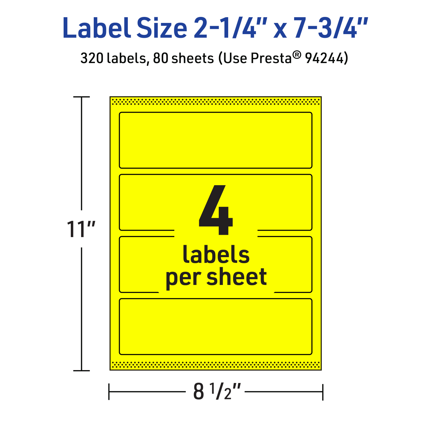 Avery Print-To-The-Edge Labels With Sure Feed Technology, 94244-NYP80, Rectangle, 2-1/4in x 7-3/4in, Matte Neon Yellow, Pack of 320 - Image 6