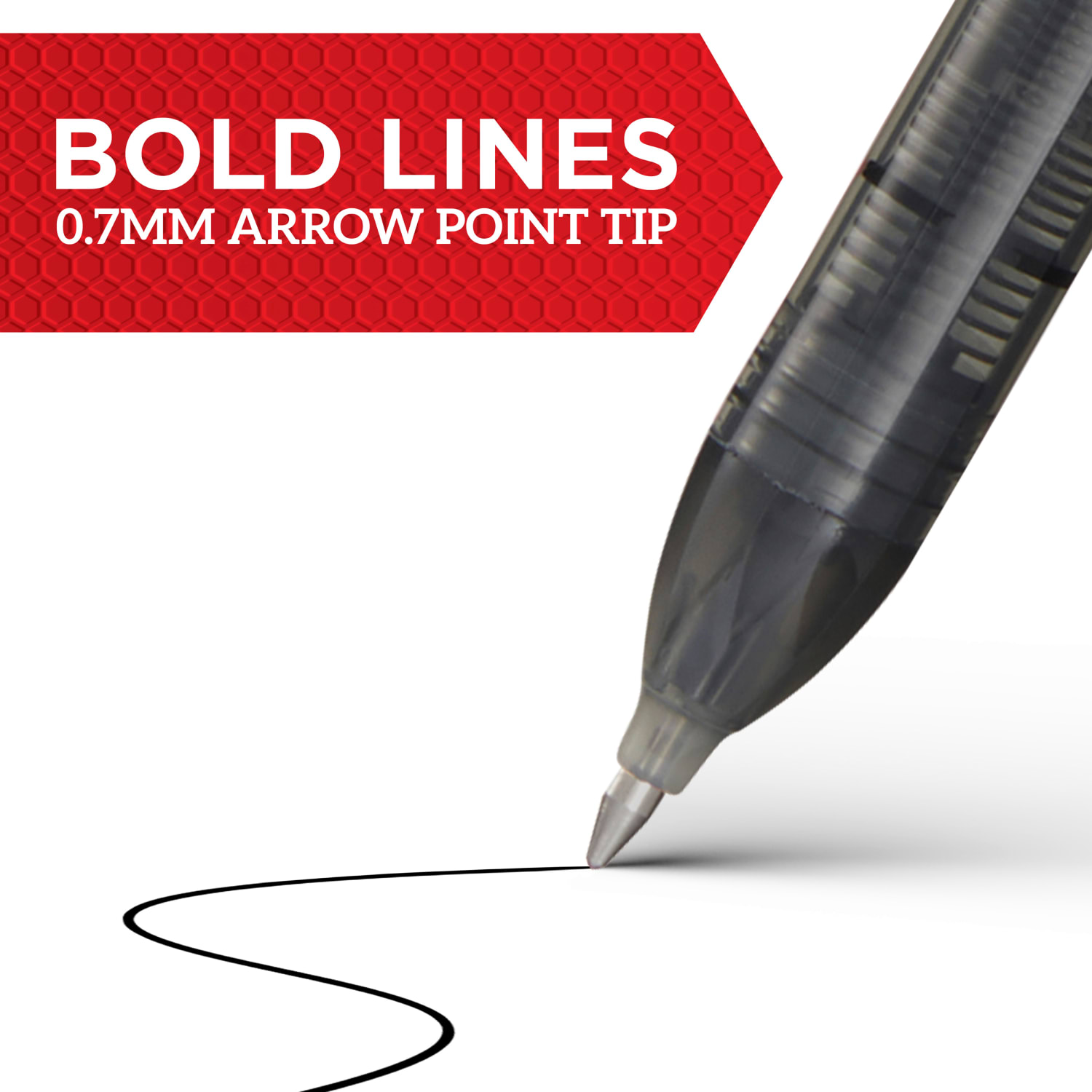 Sharpie Roller Pens, Arrow Point, 0.7 mm, Black Barrel, Red Ink, Pack Of 12 Pens - Image 4