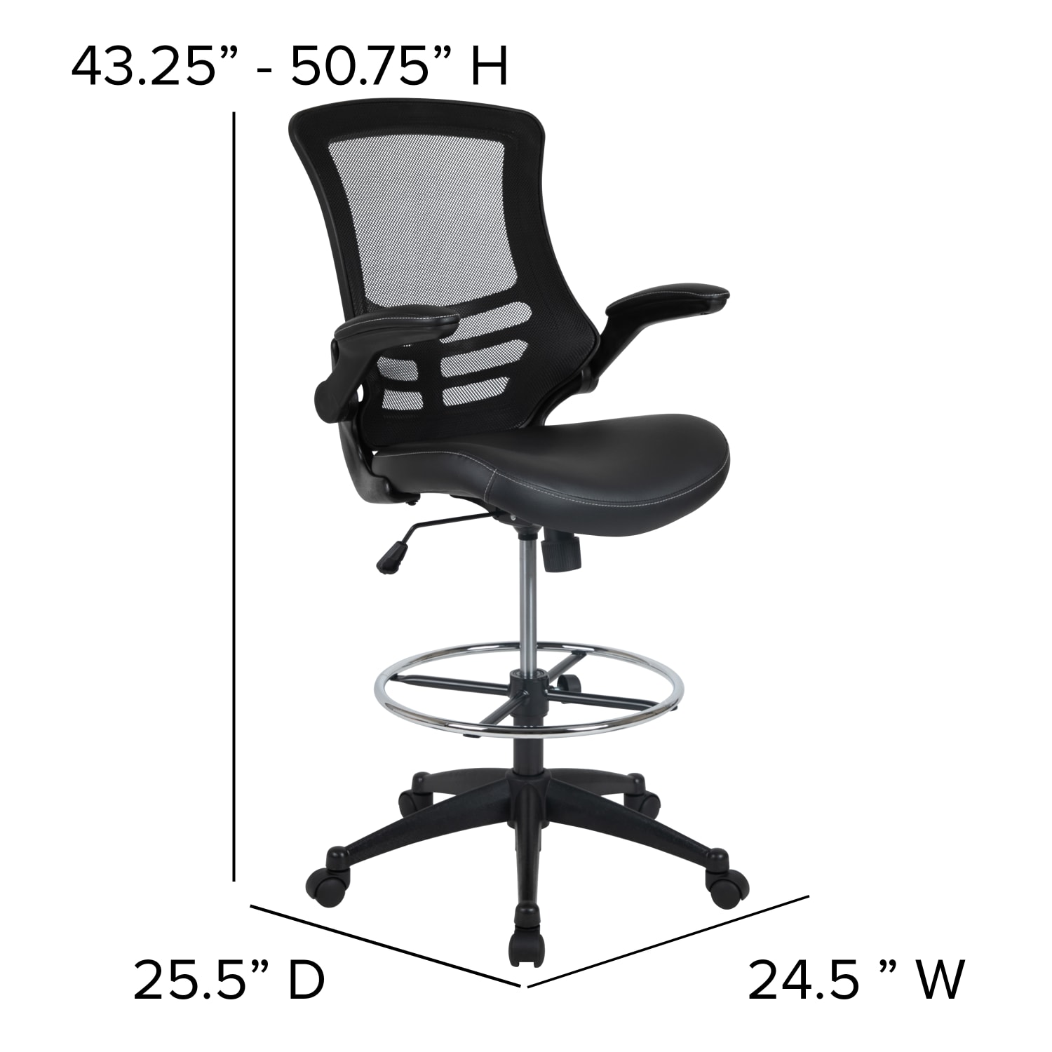 Flash Furniture MidBack MeshLeatherSoft Drafting Chair with FlipUp Arms Black PopularChairscom Flash Furniture Mid Back MeshLeatherSoft Drafting Chair with Flip Up Arms Black PopularChairscom