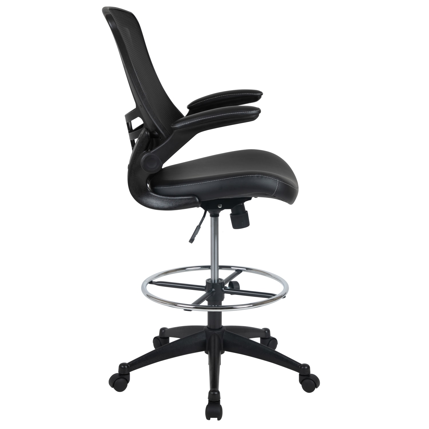 Flash Furniture MidBack MeshLeatherSoft Drafting Chair with FlipUp Arms Black PopularChairscom Flash Furniture Mid Back MeshLeatherSoft Drafting Chair with Flip Up Arms Black PopularChairscom
