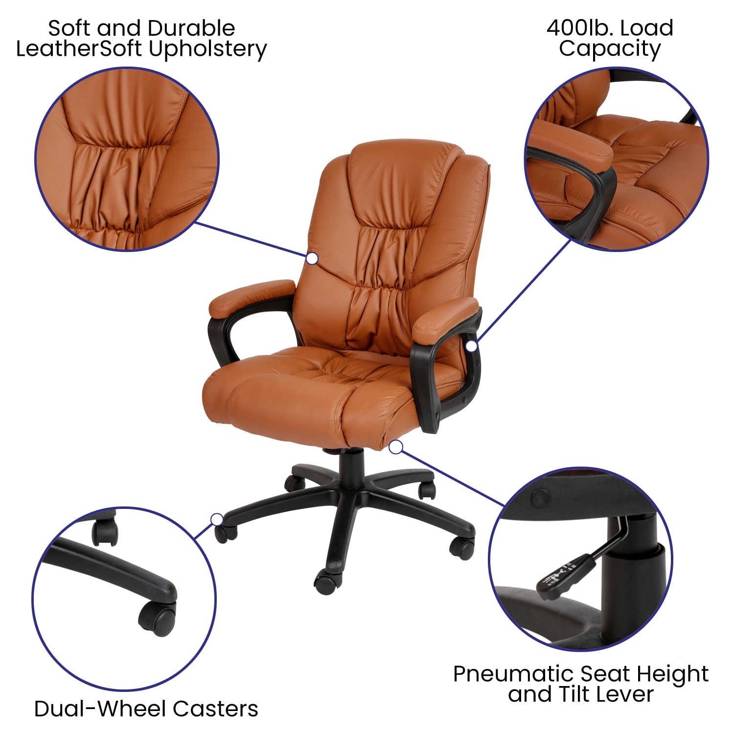 Flash Furniture Flash Fundamentals Big And Tall Office Chair, Brown/Black - Image 5
