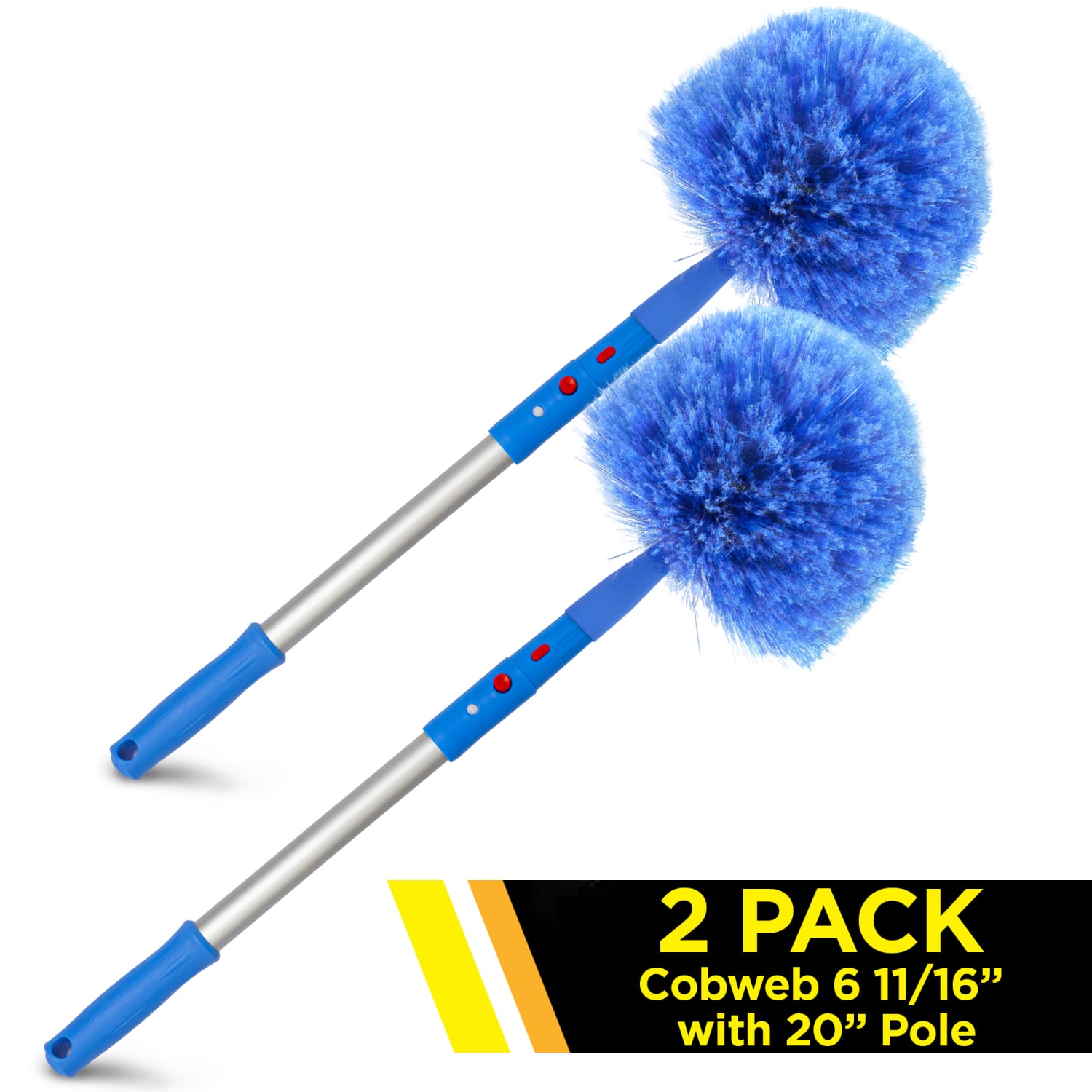 Gritt Commercial Cobweb Duster Brushes With 20in Poles, Blue/Silver, Pack Of 2 Brushes - Image 3
