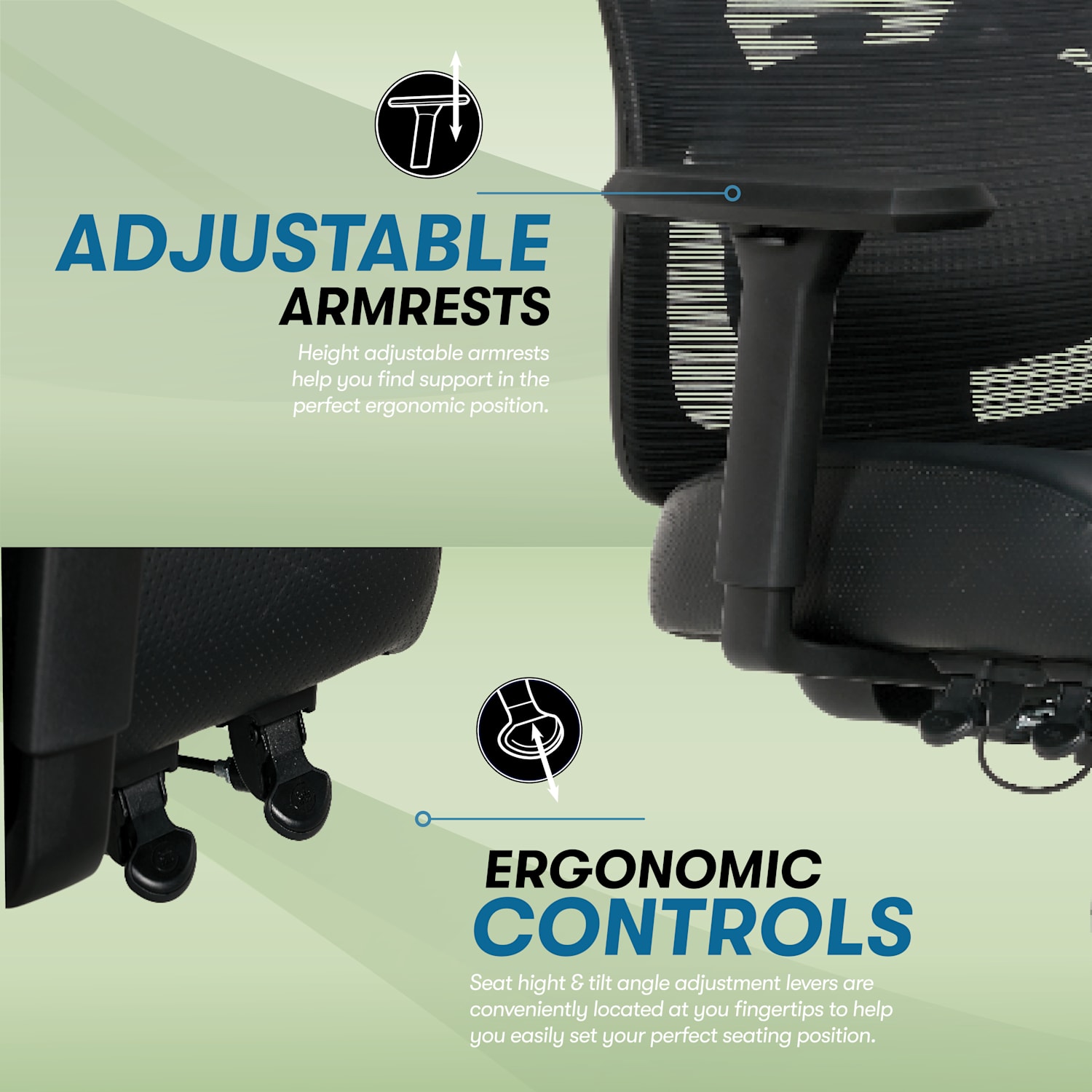 Serta SitTrue Ridgefield Ergonomic Mesh/Vegan Leather High-Back Task Office Chair, Black - Image 7