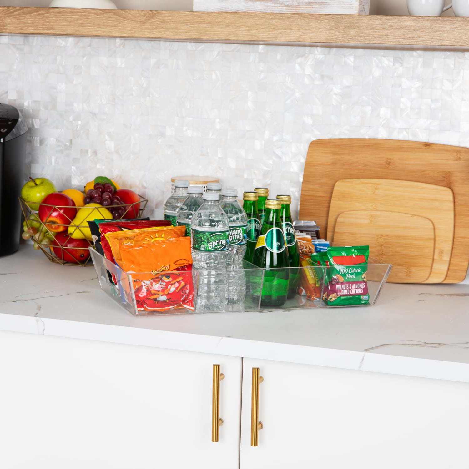 Mind Reader Snack Tray Condiment Organizer, 3-3/8inH x 11-3/8inW x 19-1/4inD, Clear - Image 3