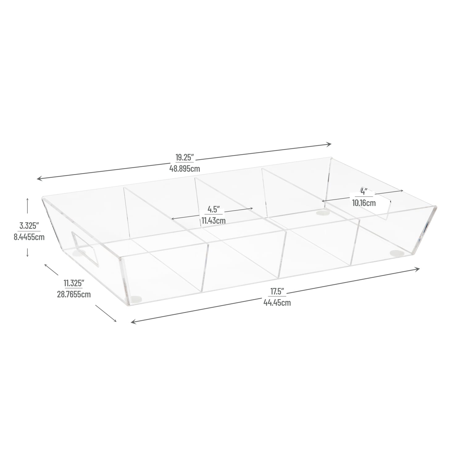 Mind Reader Snack Tray Condiment Organizer, 3-3/8inH x 11-3/8inW x 19-1/4inD, Clear - Image 4