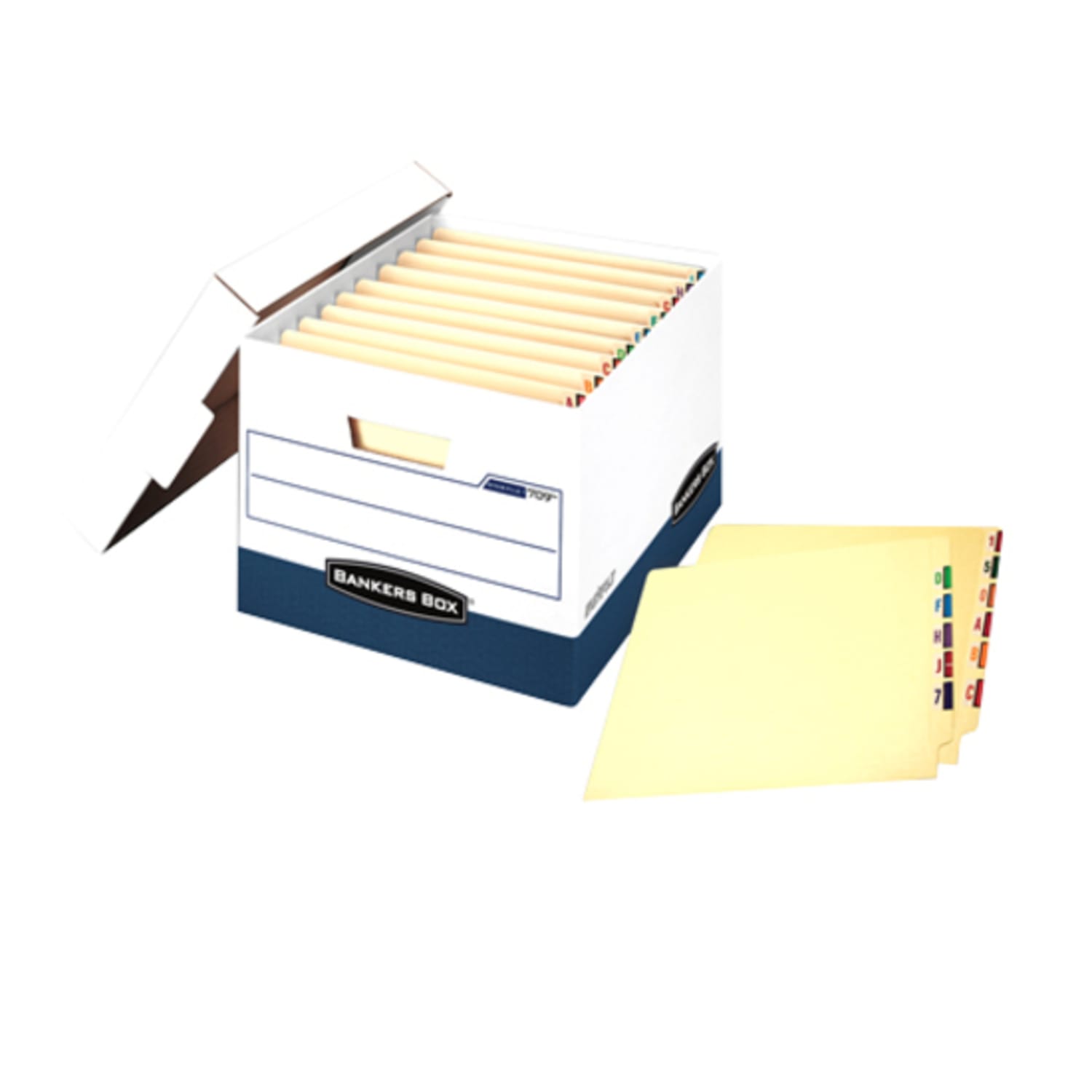 Bankers Box Stor/File Max Lock Heavy-Duty Storage Boxes With Lift-Off Lids, Letter/Legal Size, White/Blue, Case Of 12 - Image 3