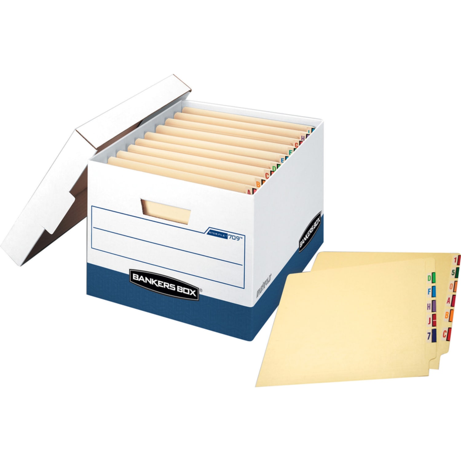 Bankers Box Stor/File Max Lock Heavy-Duty Storage Boxes With Lift-Off Lids, Letter/Legal Size, White/Blue, Case Of 12 - Image 4