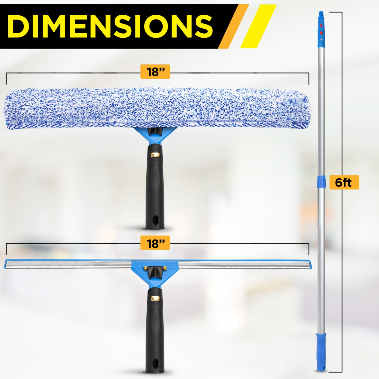 Gritt Commercial Pro Window Washing Kit with with 14in Squeegee, 14in Washer, 6ft Telescopic Pole and 3 Gallon Heavy-Duty Bucket - Image 6