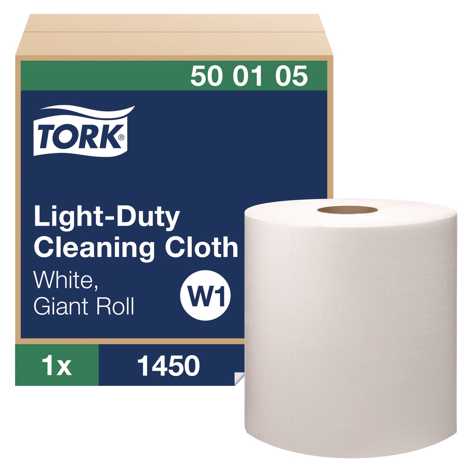 Tork Light Duty Cleaning Cloth, Giant Roll, 1-Ply, 9 x 12.4, White, 1,450 Sheet Roll/Carton - Image 3