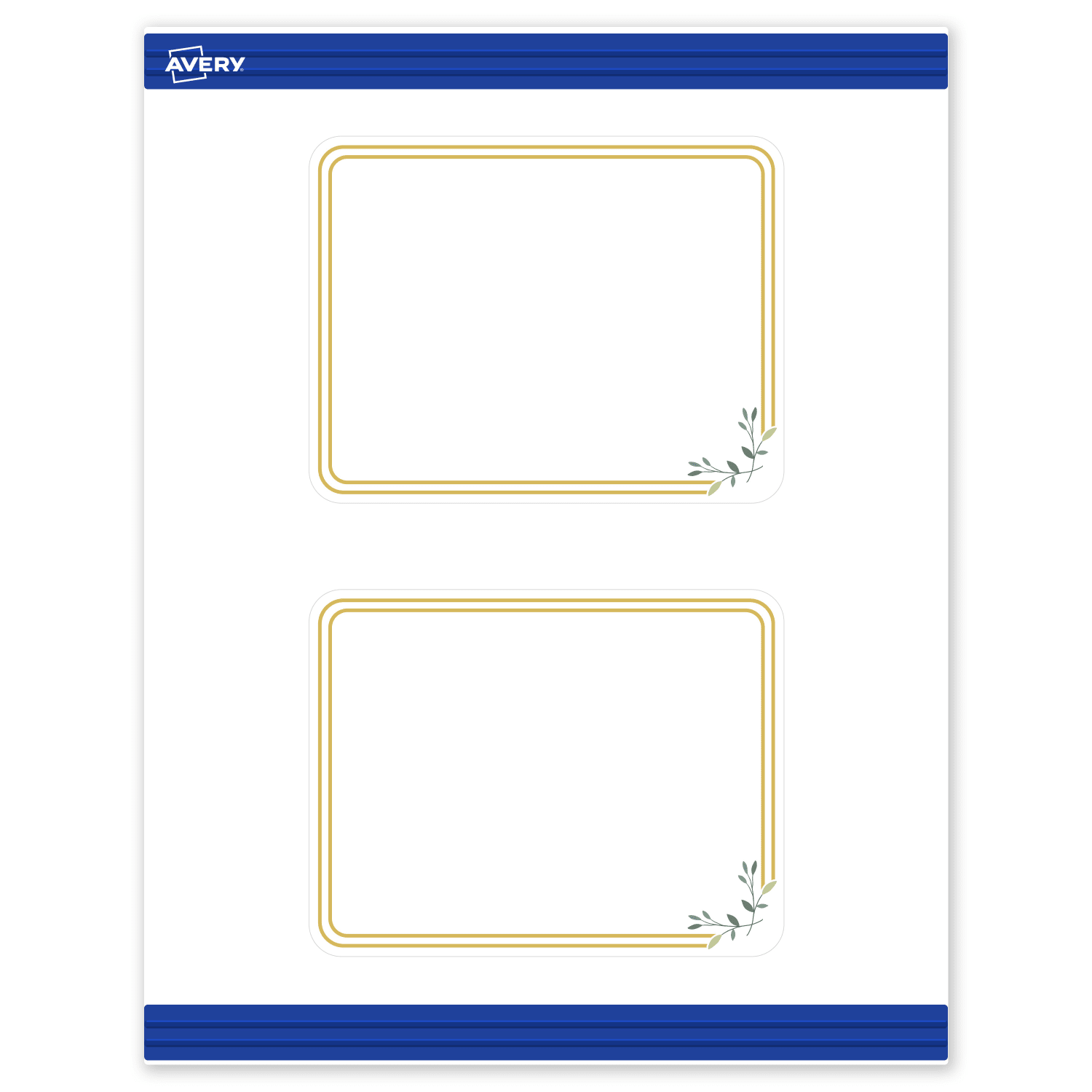 Avery Printable Postcards With Sure Feed Technology, 4.25in x 5-1/2in, Matte White With Gold Double Border Floral Design, Pack Of 20 - Image 3
