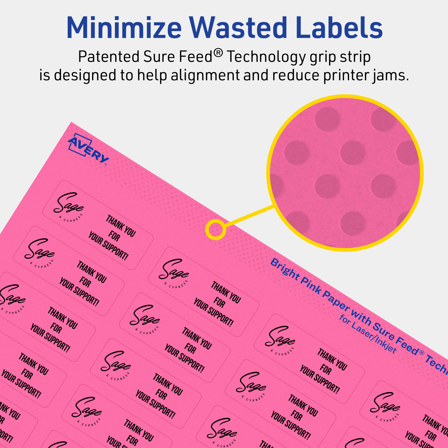 Avery Print-To-The-Edge Labels With Sure Feed Technology And Easy Peel, 94209-BPP20, Rectangle, 2/3in x 1-3/4in, Matte Bright Pink, Pack of 880 - Image 5