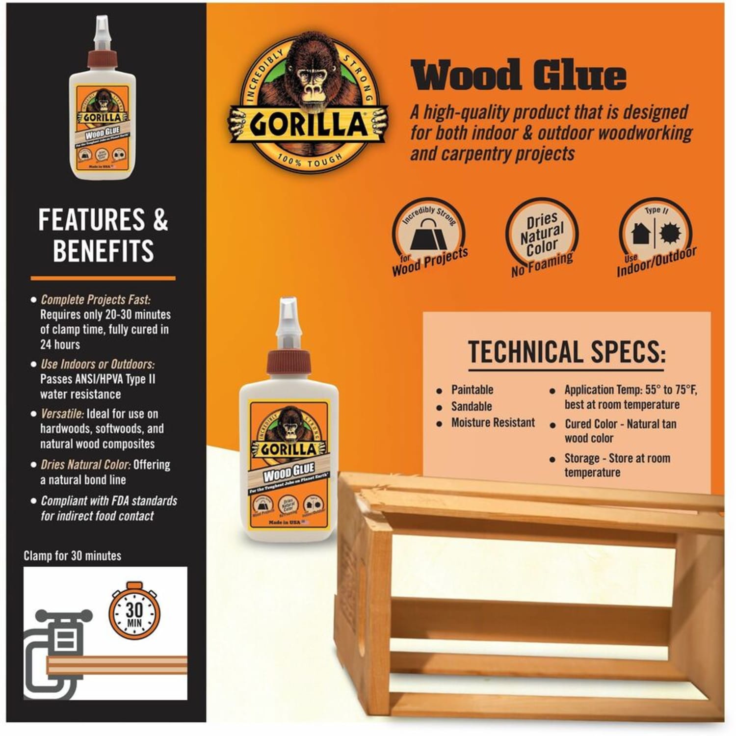 Gorilla Wood Glue - 4 oz - Off White - 1 Each - Image 4