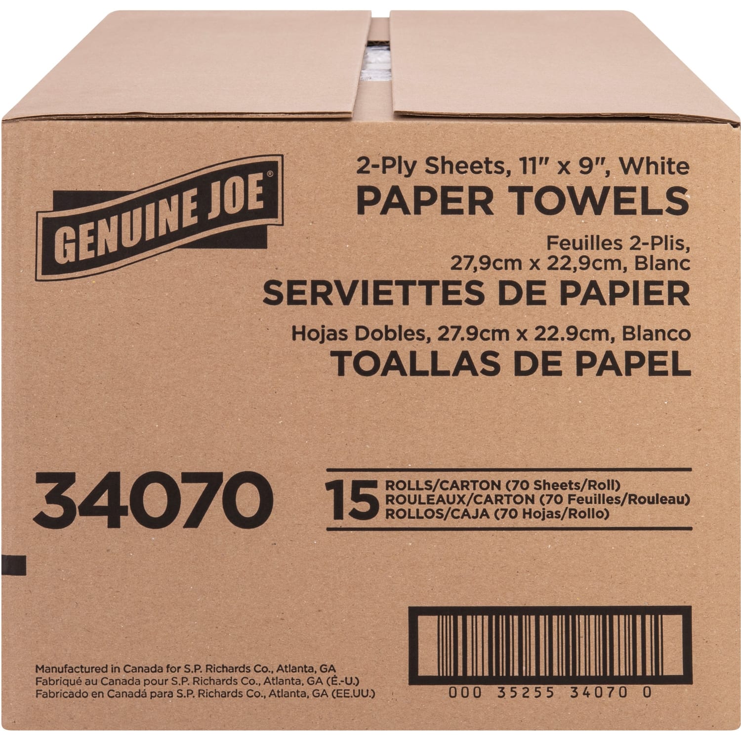Genuine Joe 2-ply Paper Towel Rolls - 2 Ply - 9in x 11in - 70 Sheets/Roll - White - Paper - Absorbent, Soft, Perforated, Tear Resistant - For Hand, Food Service, Kitchen, Breakroom - 15 / Carton - Image 4
