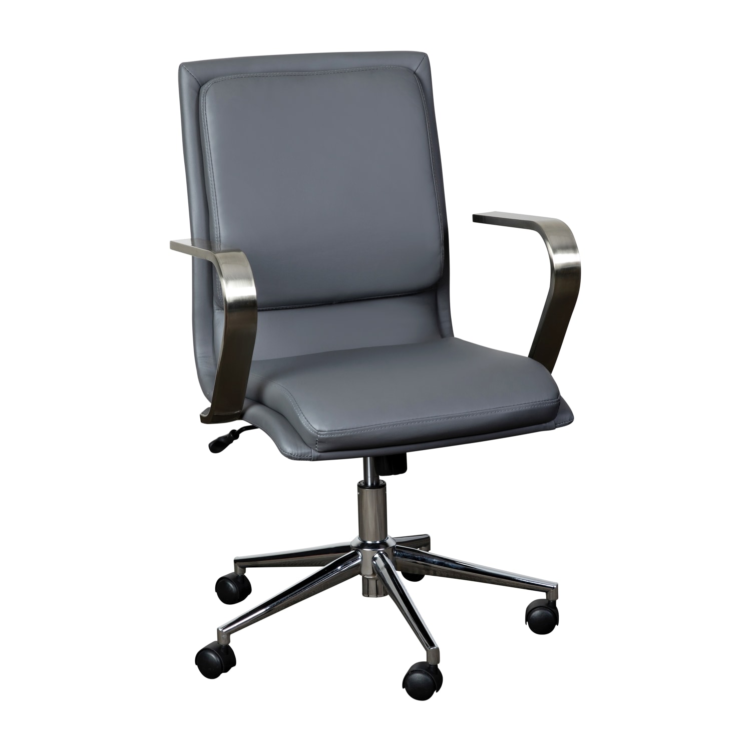 Flash Furniture James Faux Leather Mid-Back Designer Executive Upholstered Office Chair, Gray/Chrome - Image 3