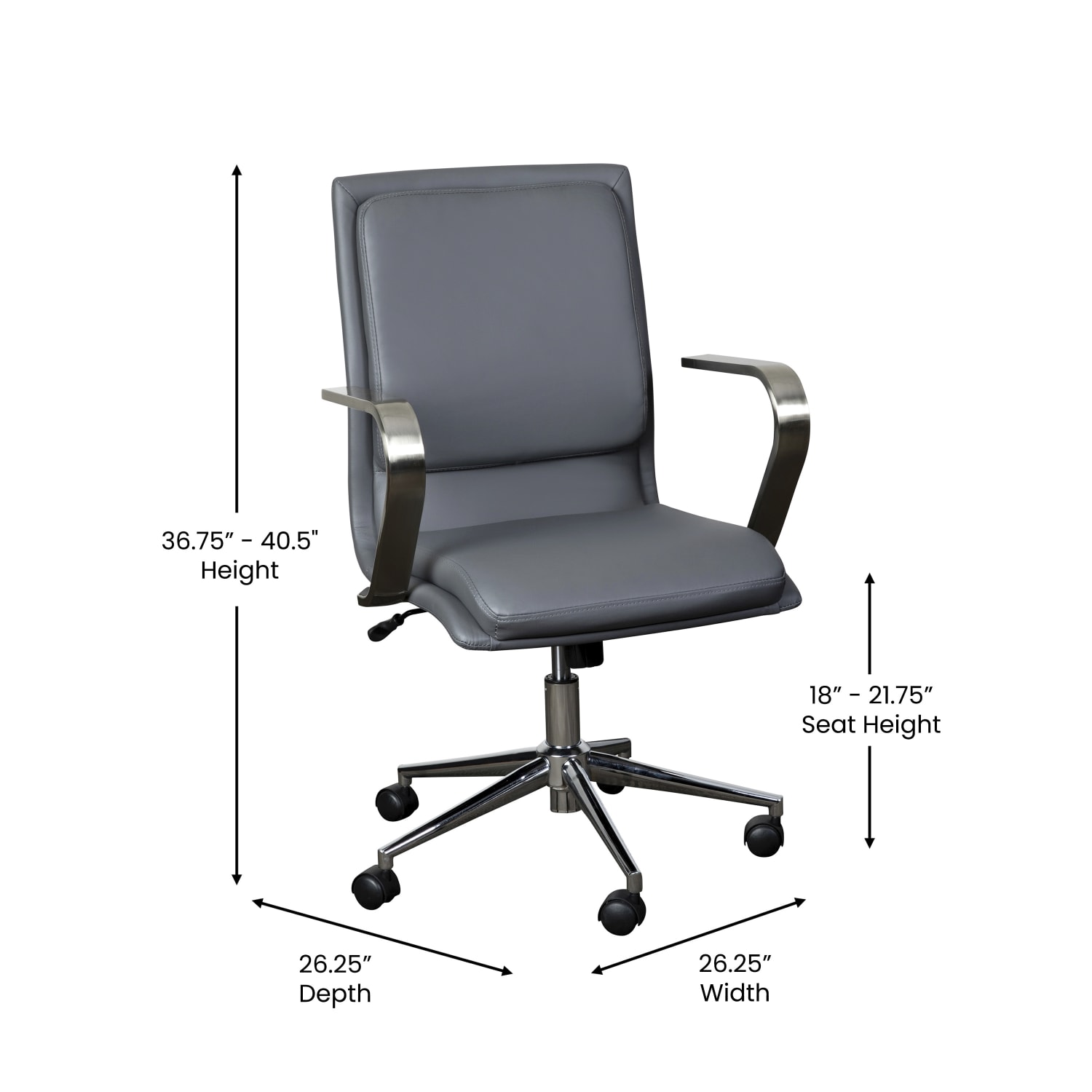 Flash Furniture James Faux Leather Mid Back Designer Executive Upholstered Office Chair GrayChrome PopularChairscom