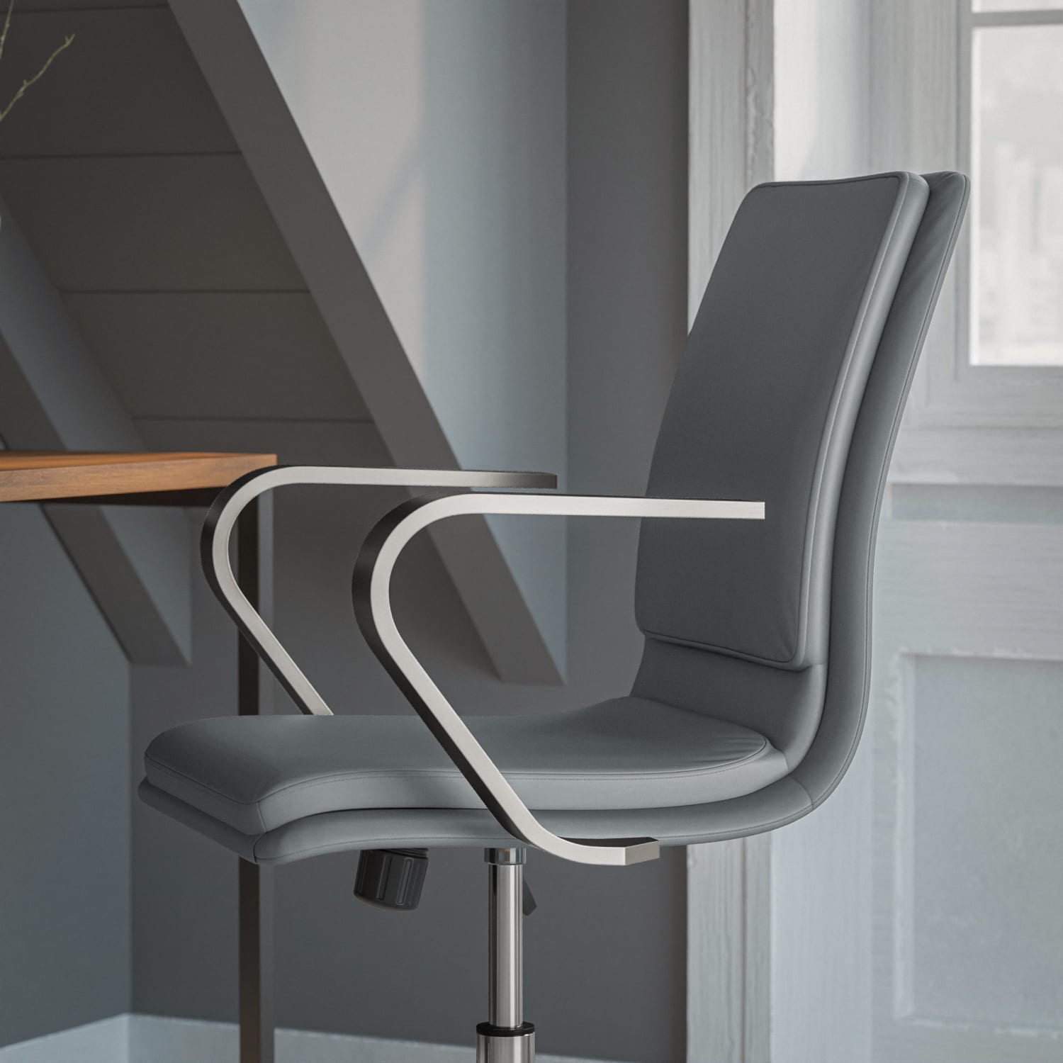 Flash Furniture James Faux Leather Mid Back Designer Executive Upholstered Office Chair GrayChrome PopularChairscom