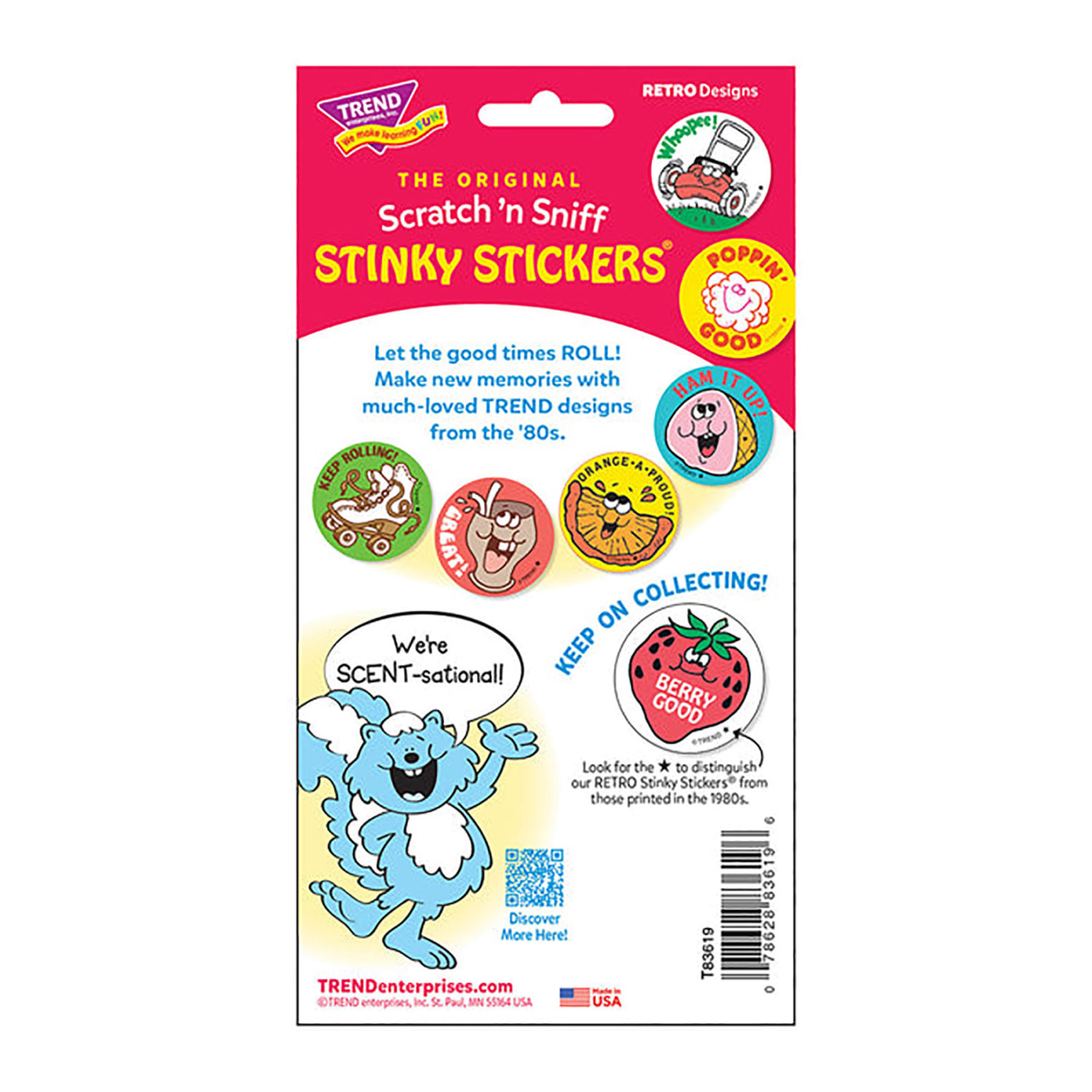 Trend Retro Scratch N Sniff Stinky Stickers, Snappy!/Apple, 24 Stickers Per Pack, Set Of 6 Packs - Image 4