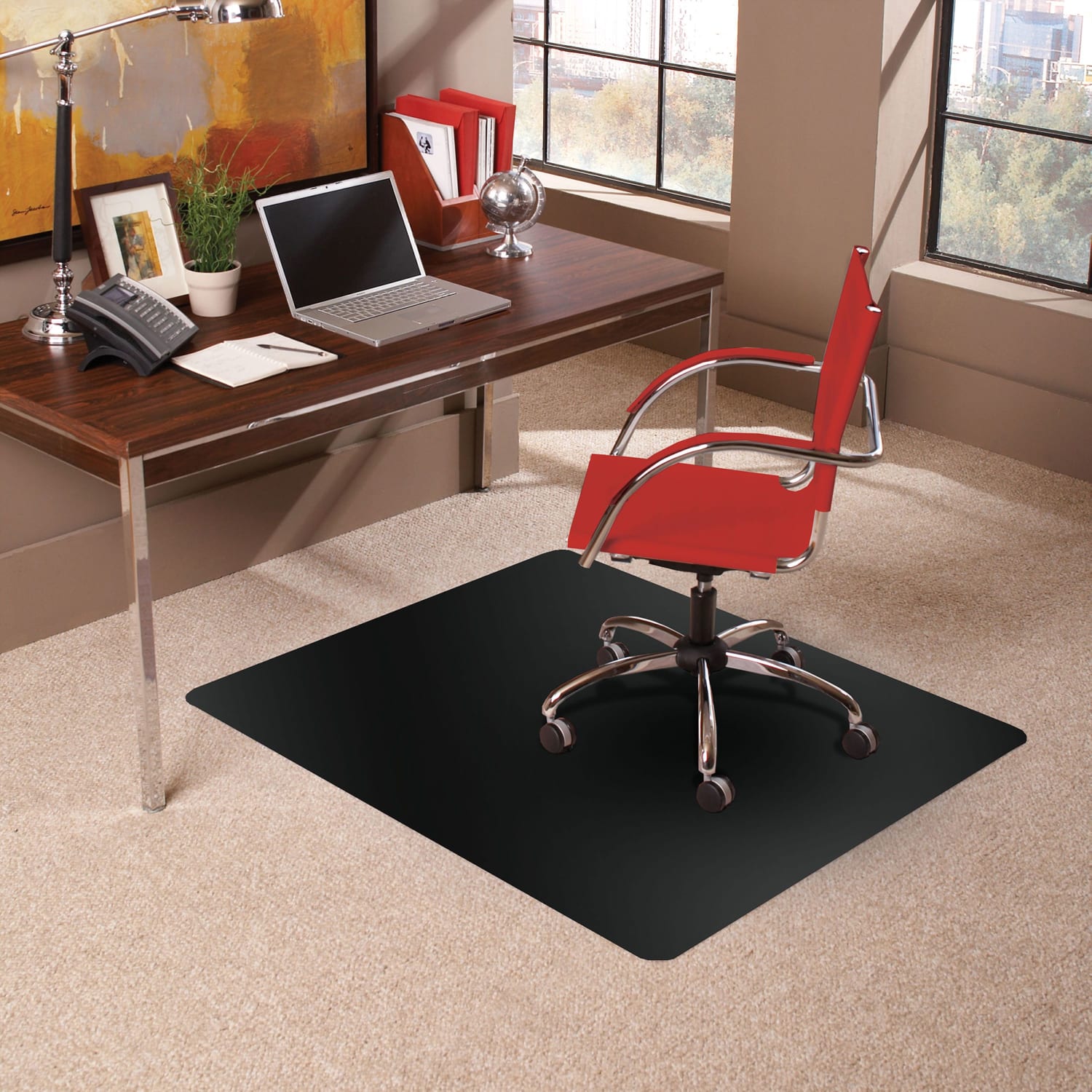 ES Robbins TrendSetter Vinyl Chair Mat For Low-Pile Carpet, 36in x 48in, Black - Image 3