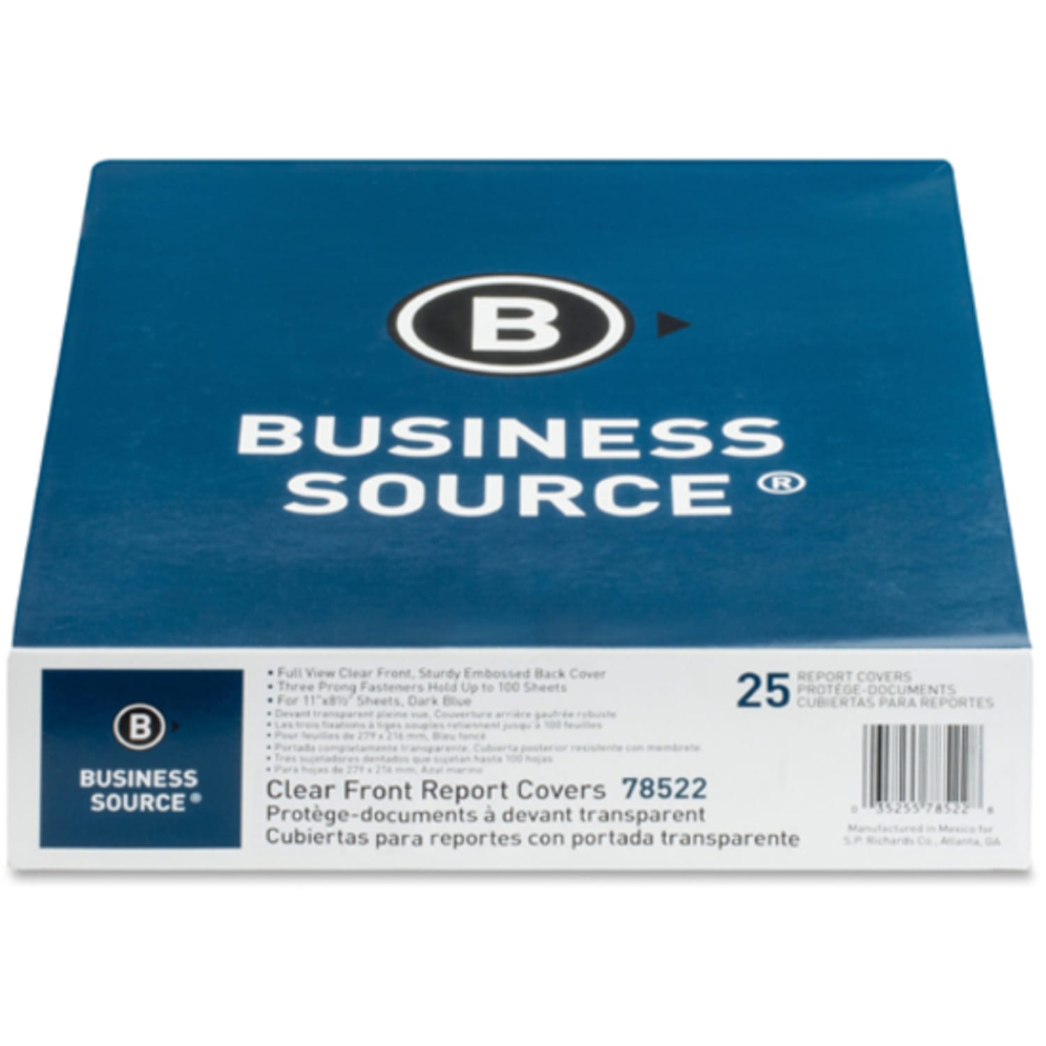 Business Source Letter Report Cover - 8 1/2in x 11in - 100 Sheet Capacity - 3 x Prong Fastener(s) - Clear, Dark Blue - 25 / Box - Image 4