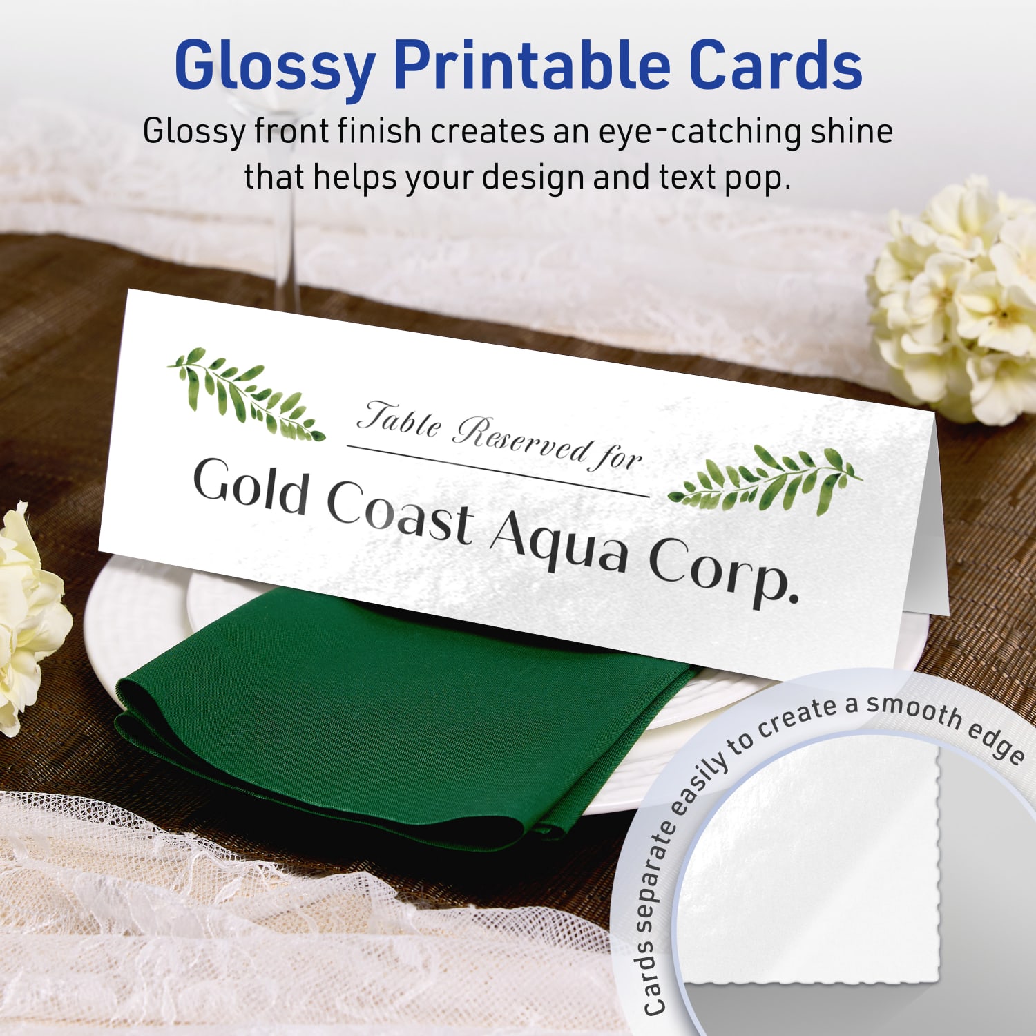 Avery Printable Tent Cards, 3-1/2in x 11in Rectangle, Glossy White, Pack Of 10 - Image 3