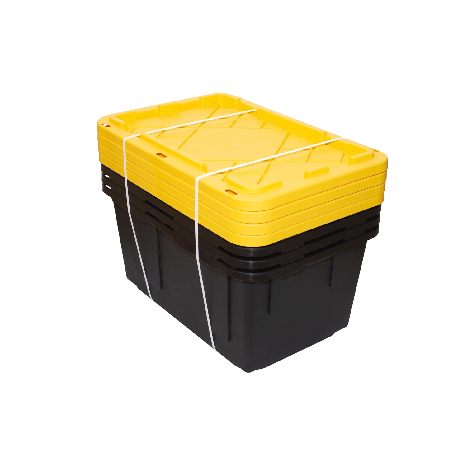 Office Depot Brand by GreenMade Professional Storage Tote With Handles/Snap Lid, 27 Gallon, 30-1/10in x 20-1/4in x 14-3/4in, Black/Yellow, Pack Of 4 - Image 3