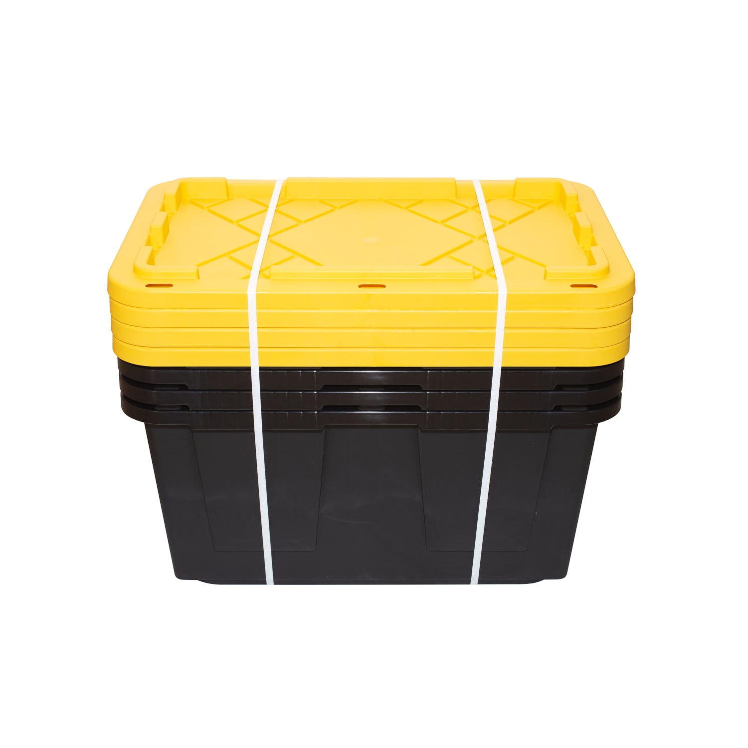 Office Depot Brand by GreenMade Professional Storage Tote With Handles/Snap Lid, 27 Gallon, 30-1/10in x 20-1/4in x 14-3/4in, Black/Yellow, Pack Of 4 - Image 4