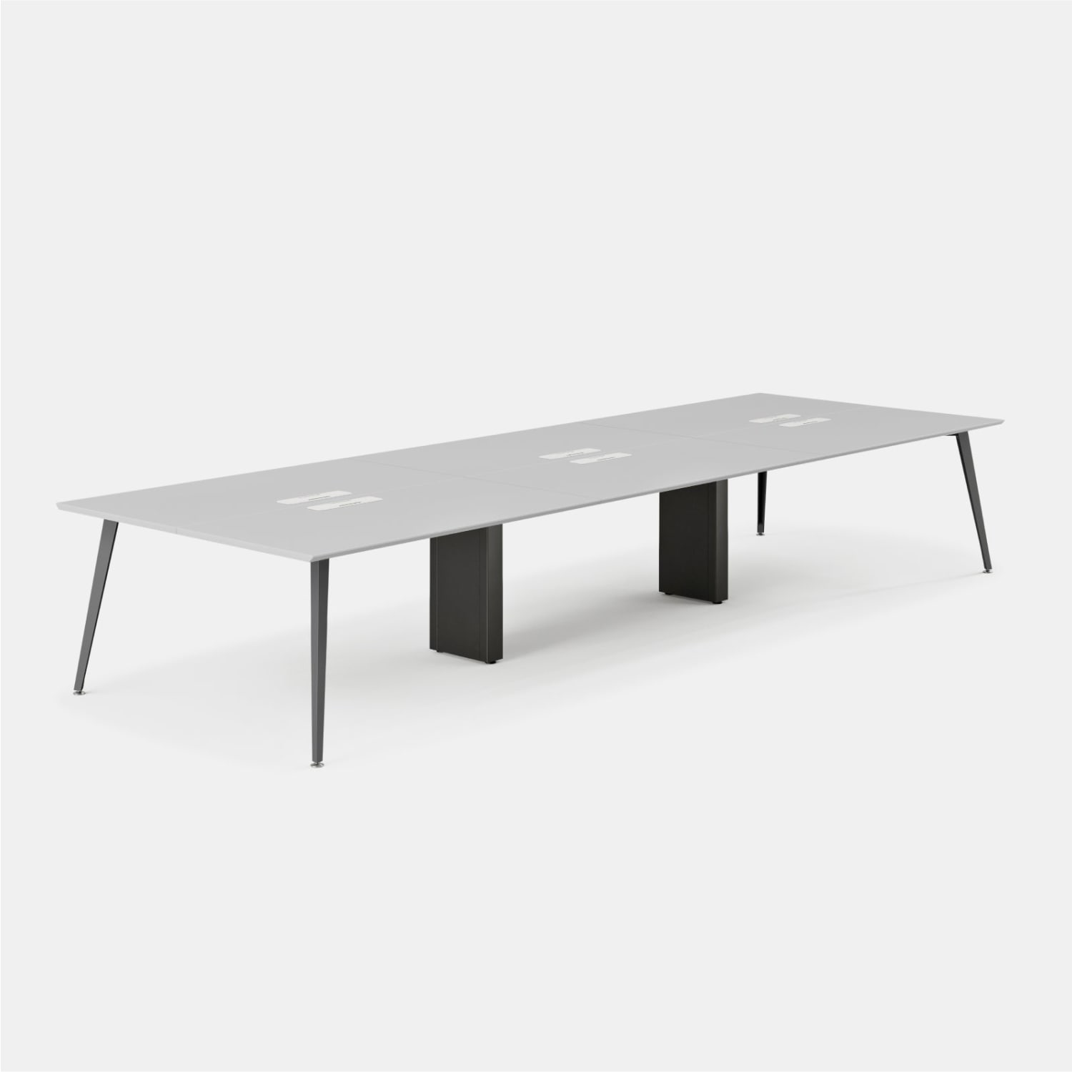 Branch Furniture 144inW 6-Person Computer Desk, Fog Top/Charcoal Leg - Image 3