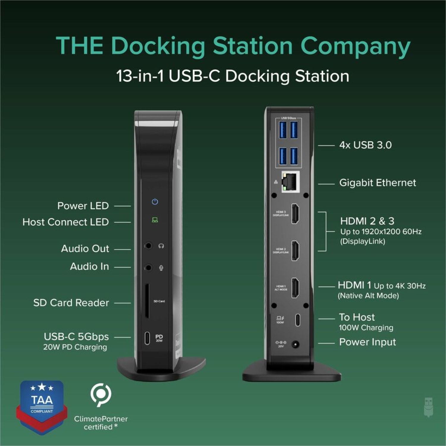 Plugable USB-C Triple Display Docking Station with Charging Support Power Delivery  - UDULTCDL - Image 3