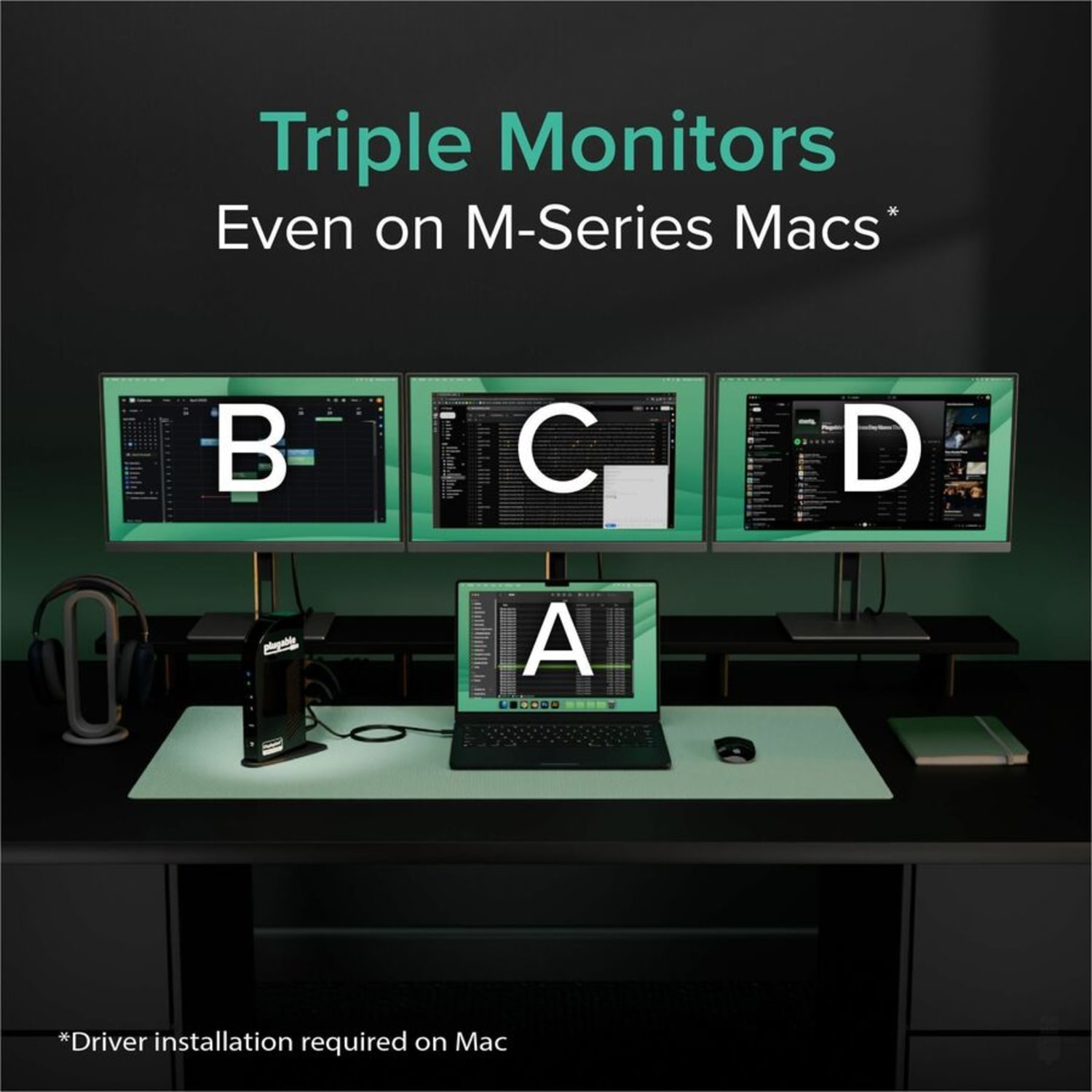 Plugable USB-C Triple Display Docking Station with Charging Support Power Delivery  - UDULTCDL - Image 4