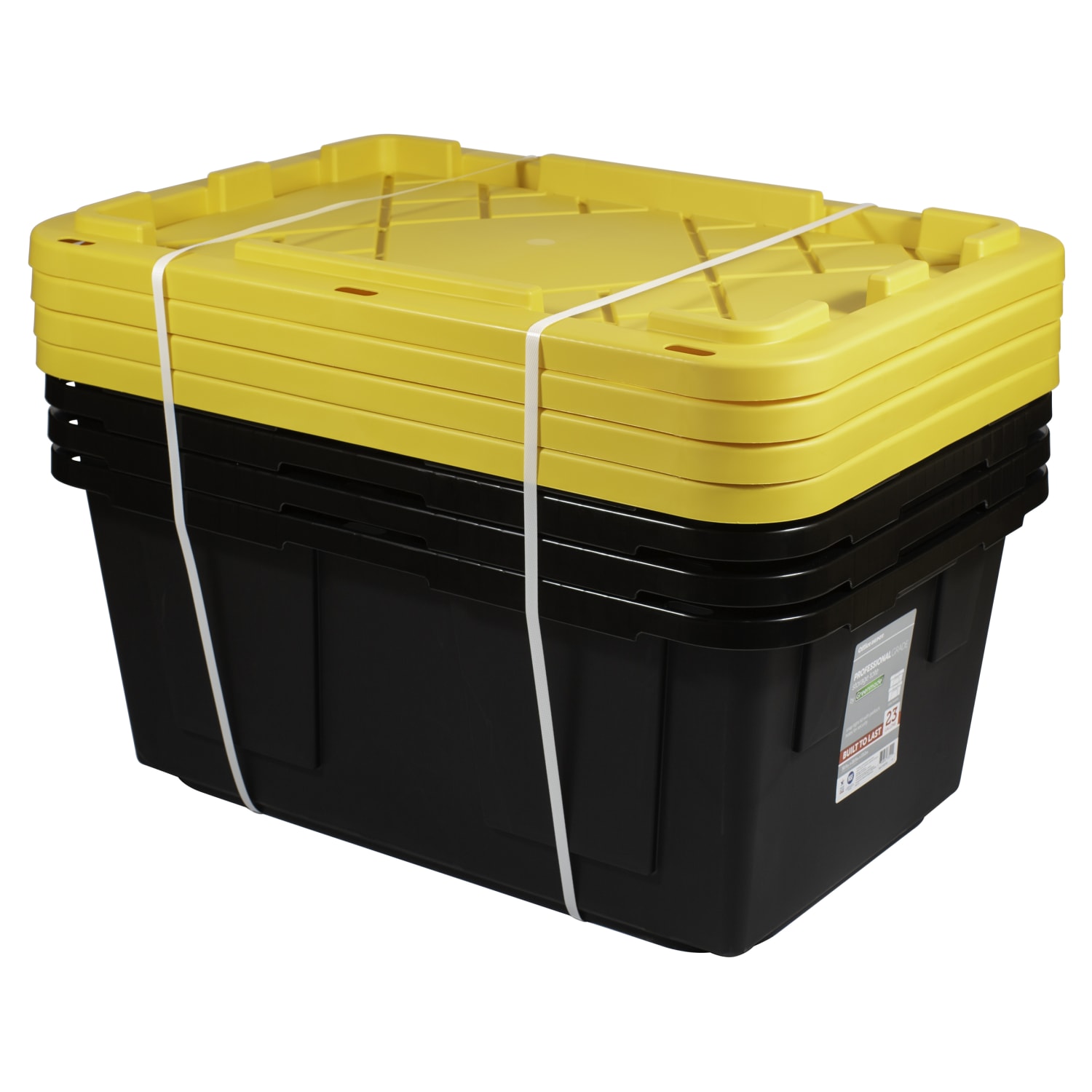 Office Depot Brand by Greenmade Professional Storage Totes, 23-Gallon, Black/Yellow, Pack Of 4 Totes - Image 4