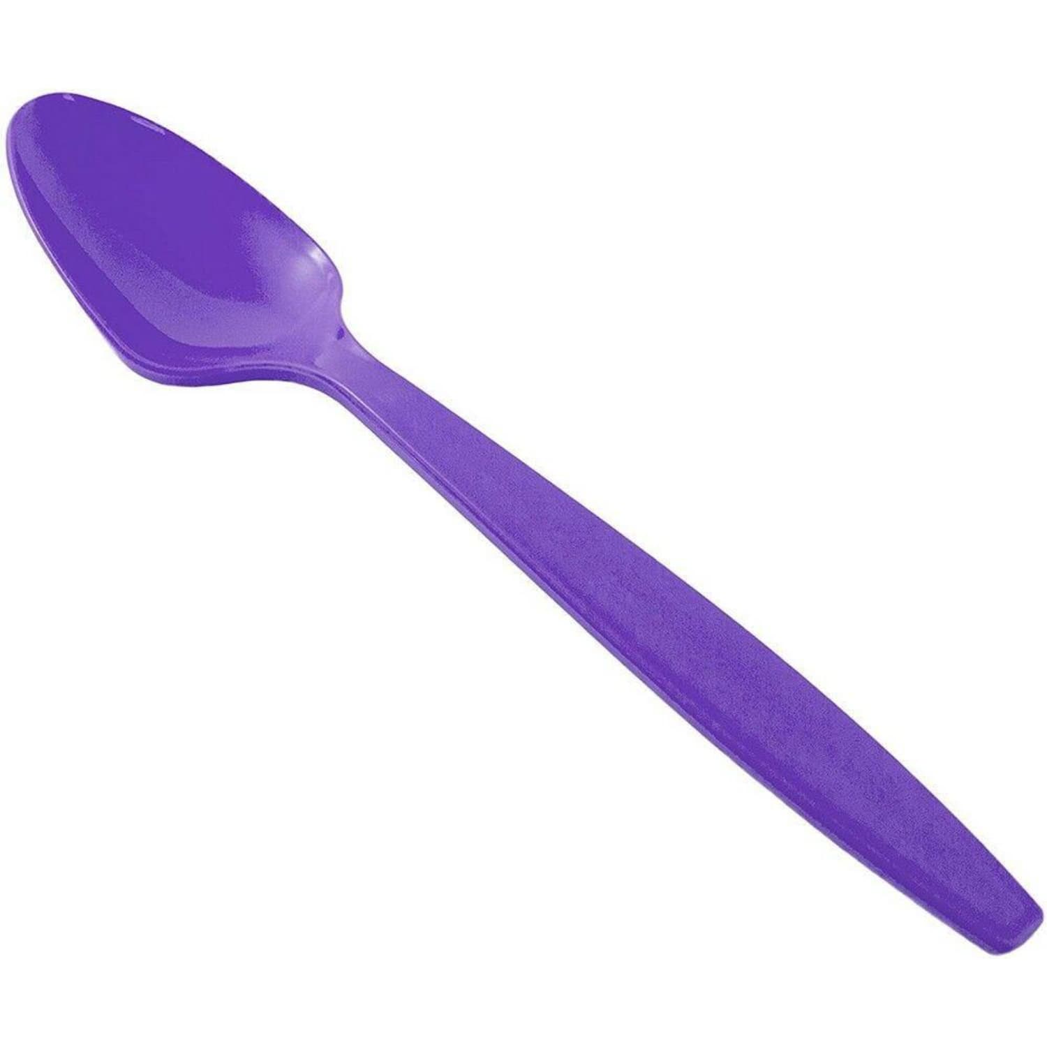 JAM PAPER Big Party Pack of Premium Plastic Spoons, Purple, 100 Disposable Spoons/Box - Image 3