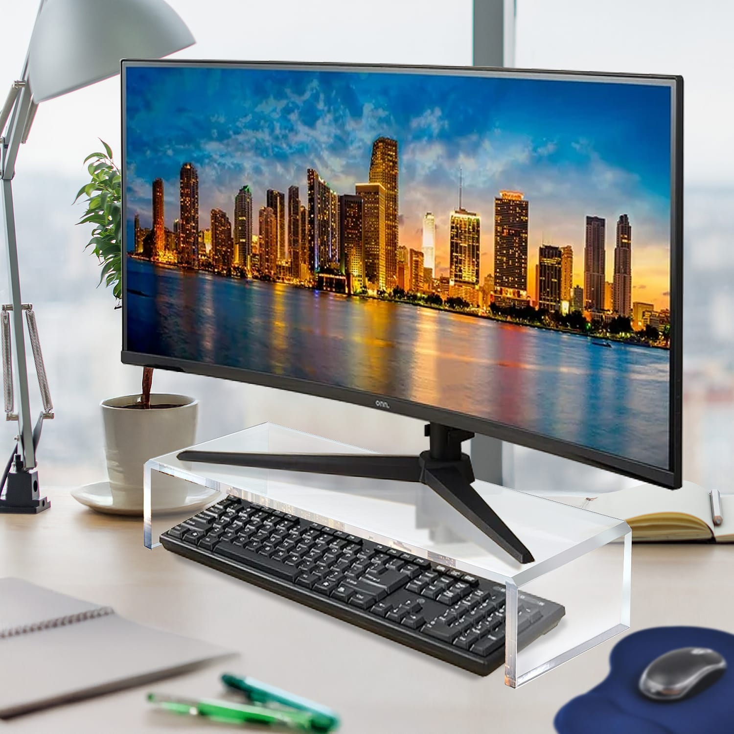 Azar Displays Acrylic Monitor Riser, 4-1/2inH x 15inW x 7-3/4inD, Clear - Image 3