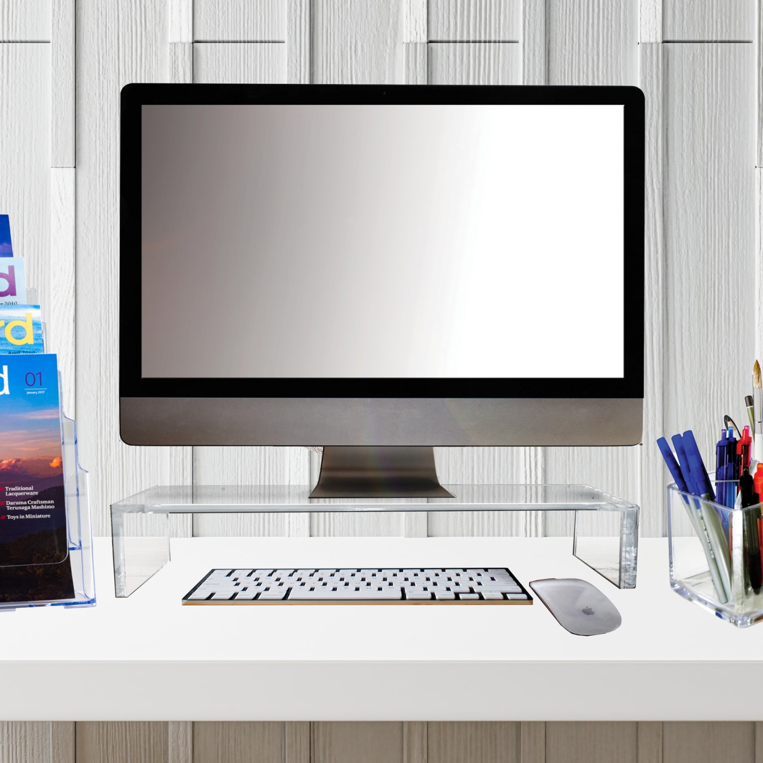 Azar Displays Acrylic Monitor Riser, 4-1/2inH x 15inW x 7-3/4inD, Clear - Image 4